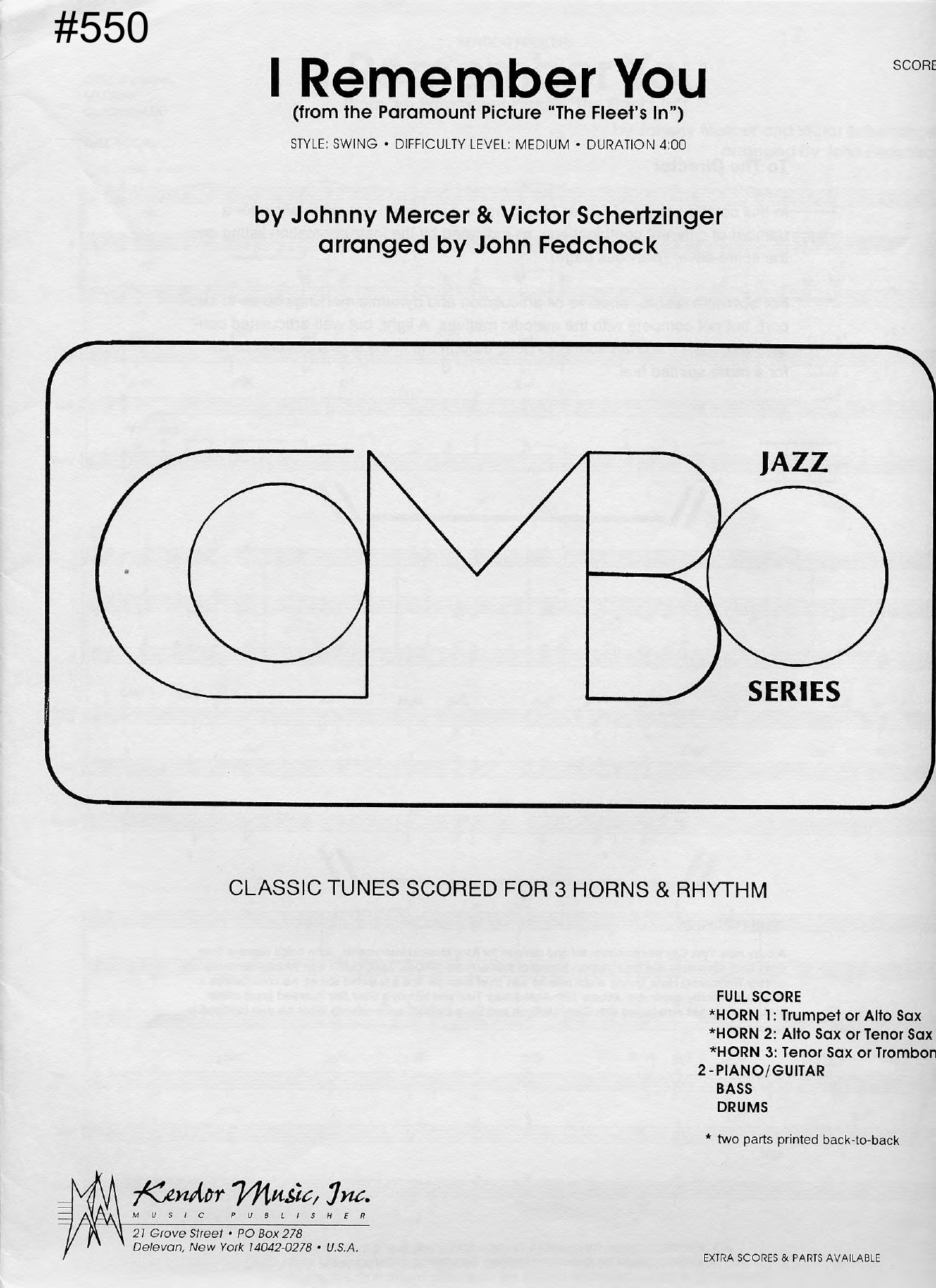 I Remember You — sheet music preview