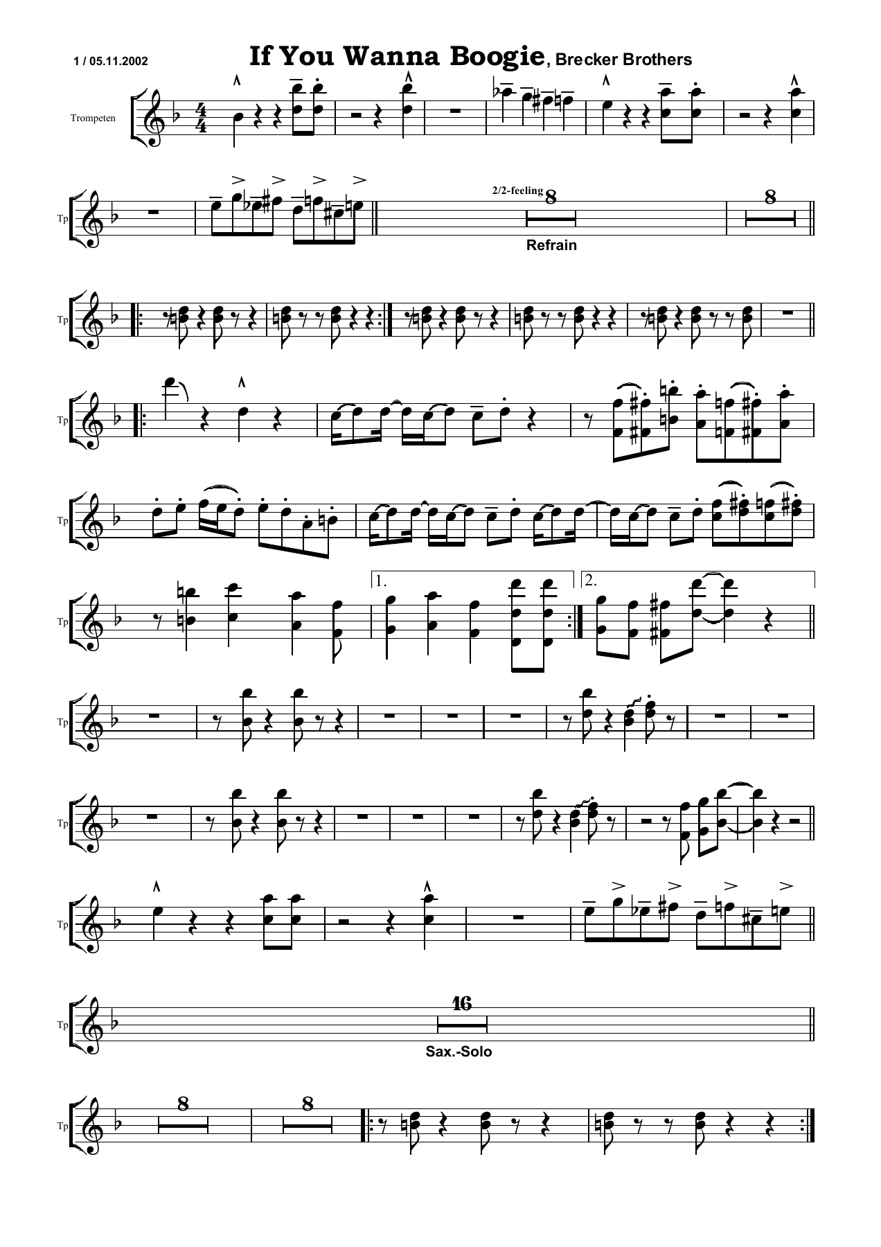 If You Wanna Boogie Tp — sheet music preview