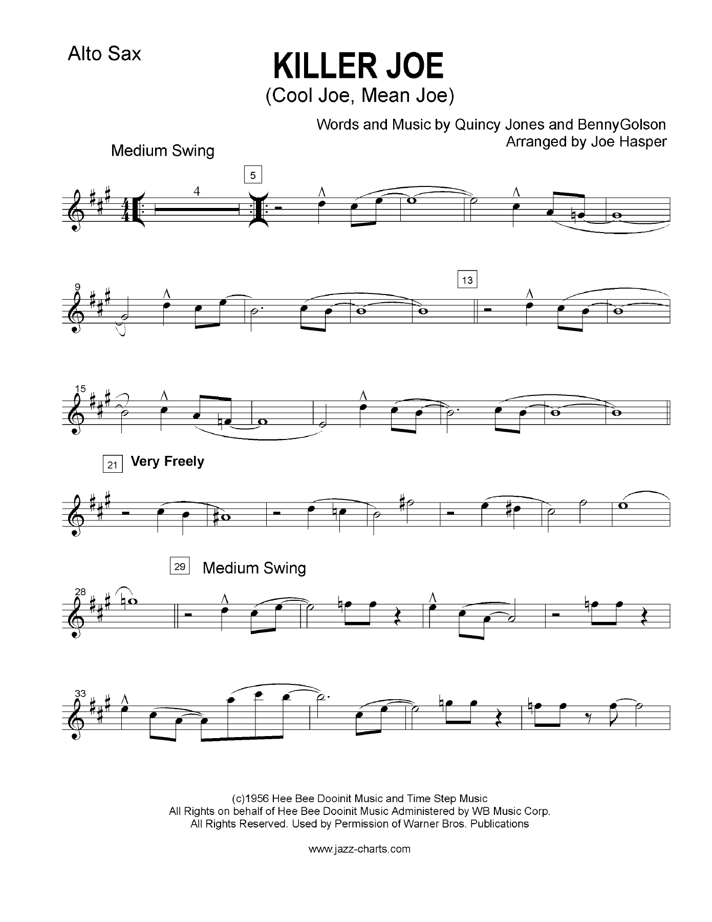 Killer Joe — sheet music preview