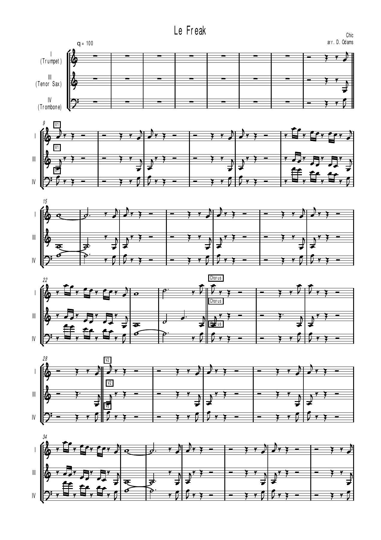 LeFreak — Small Ensemble sheet music by D. Odams | Funk