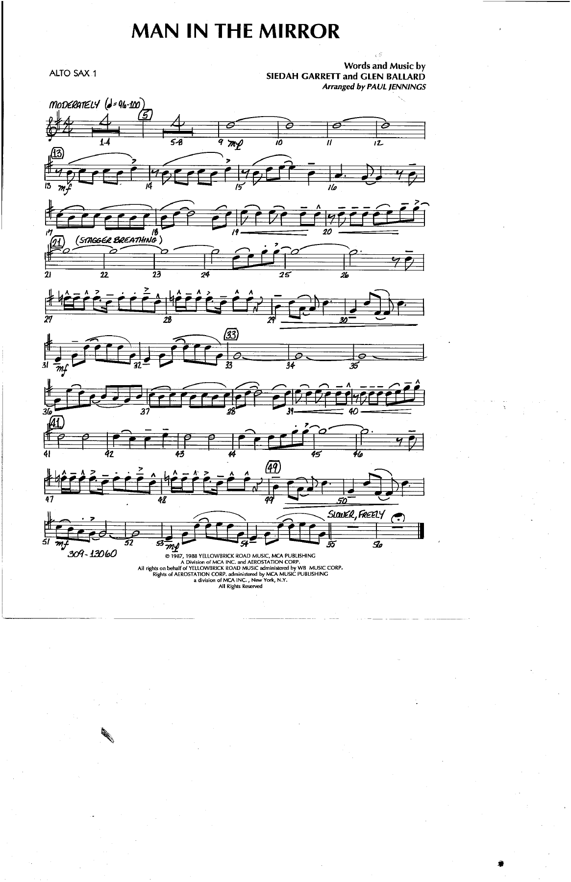 Man In The Mirror — sheet music preview