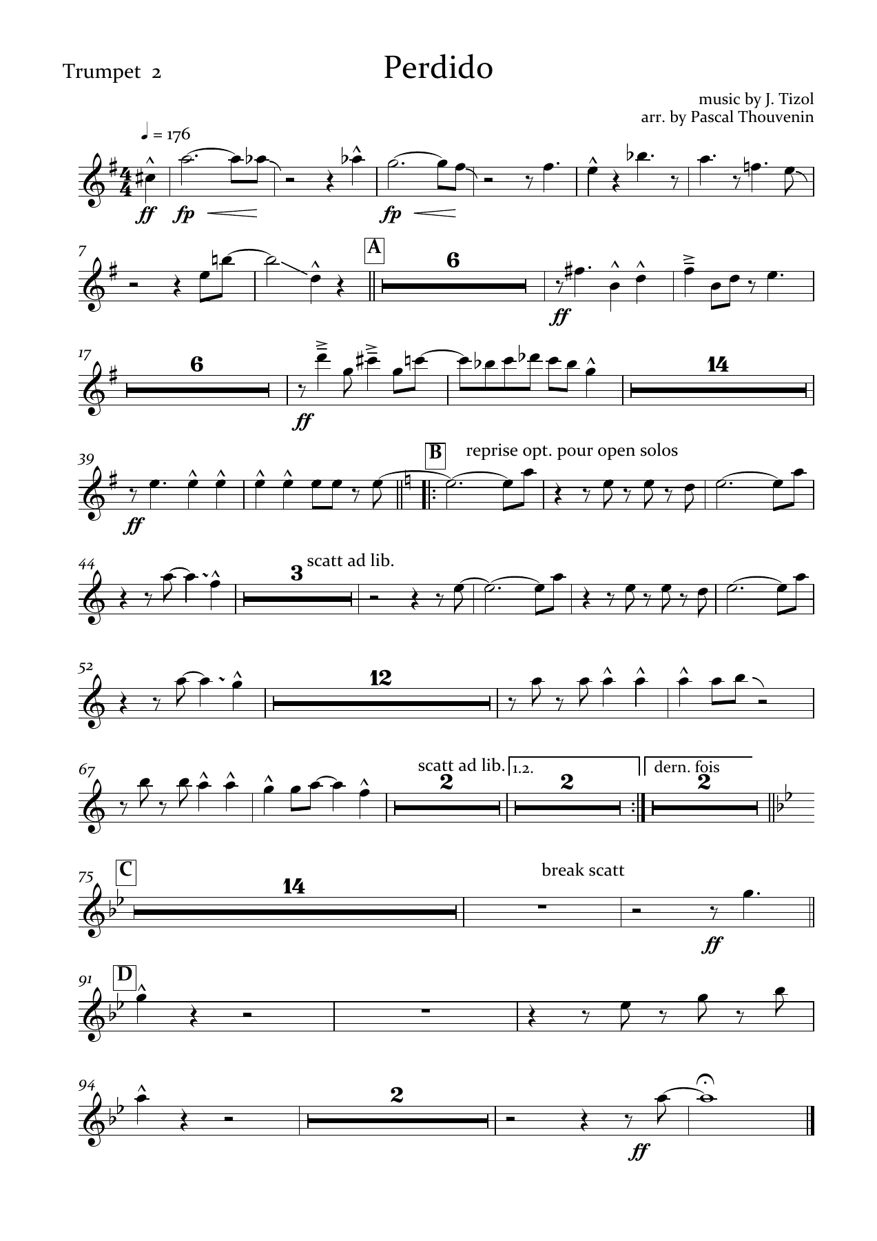 Perdido trompette — sheet music preview