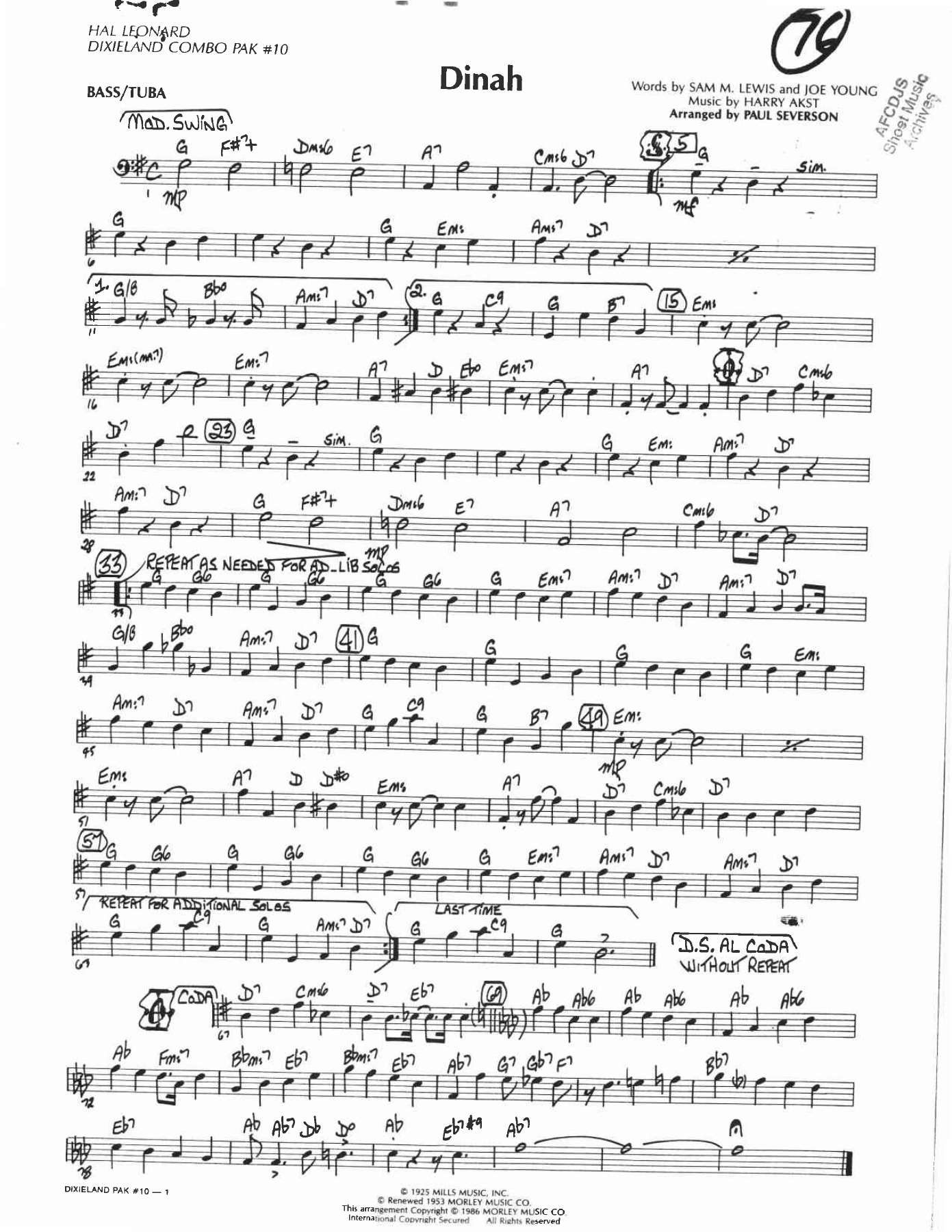 Dinah — sheet music preview