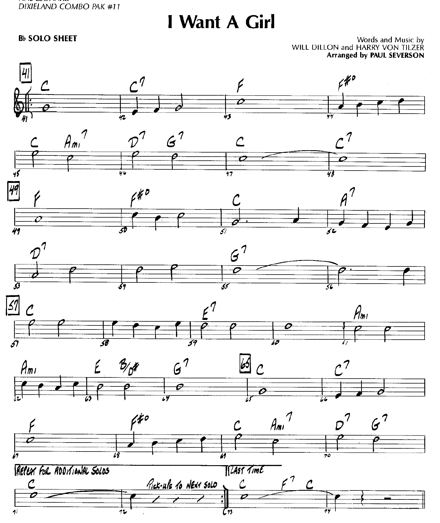 I Want A Girl — sheet music preview