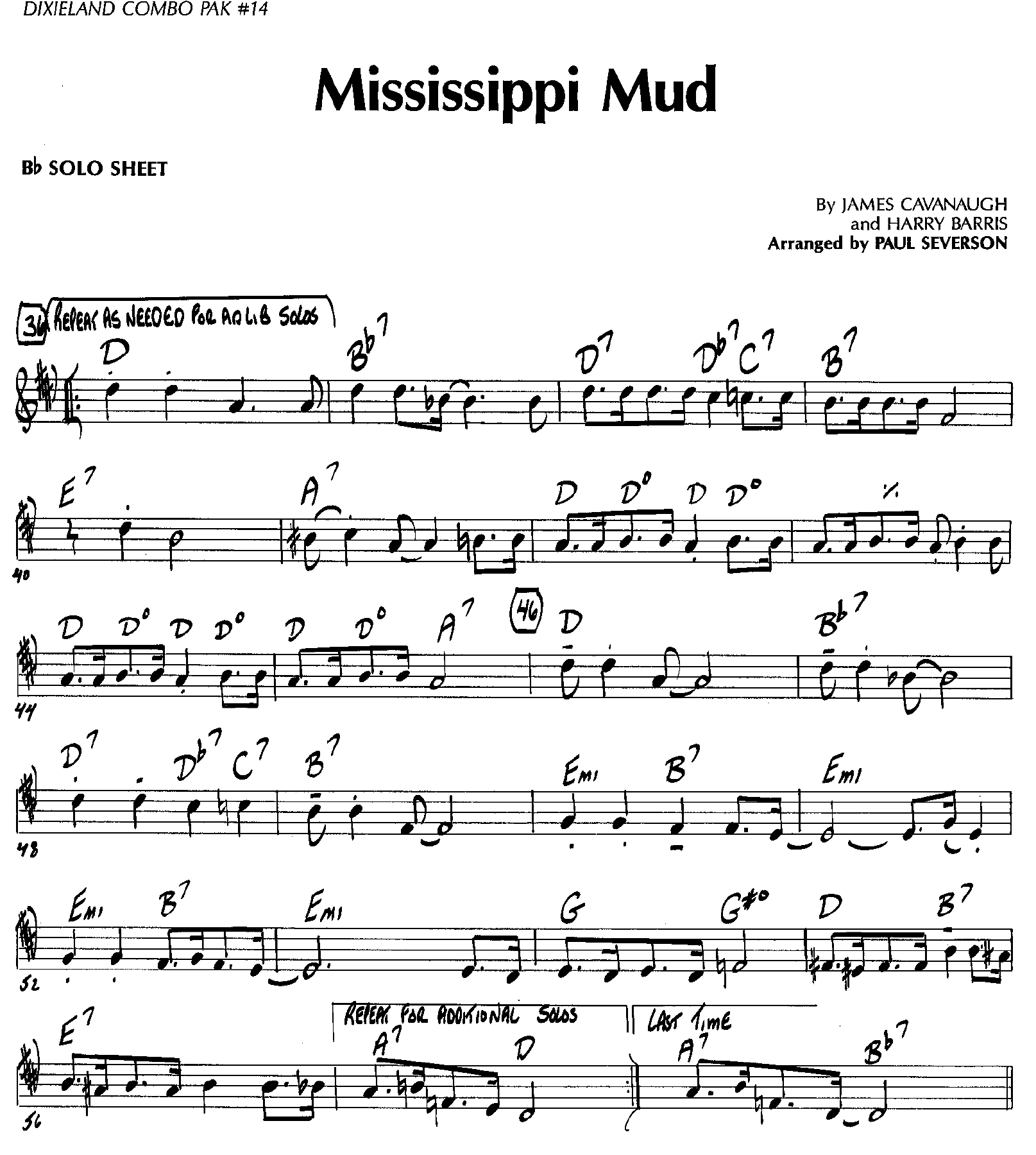 Mississippi Mud — sheet music preview