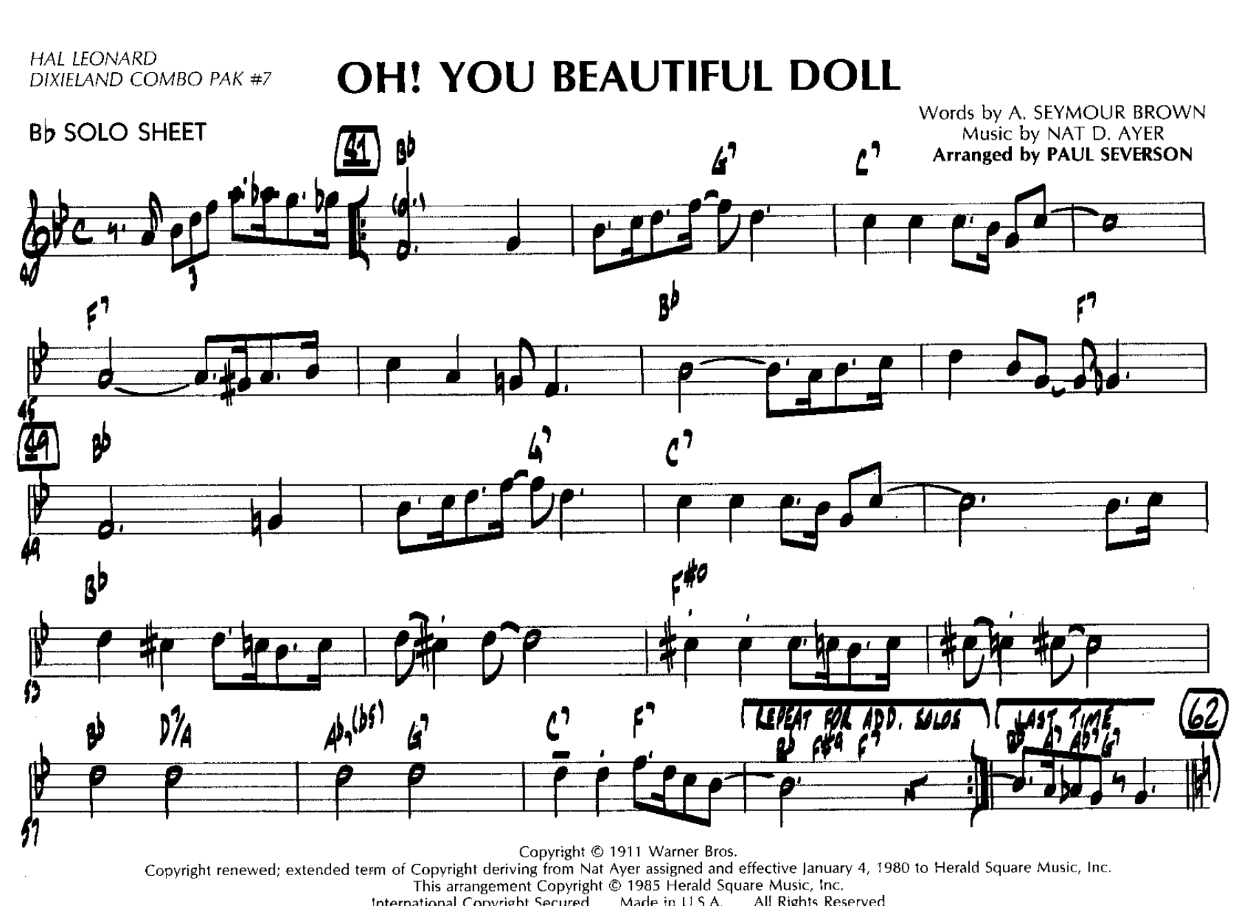 Oh! You Beautiful Doll — sheet music preview
