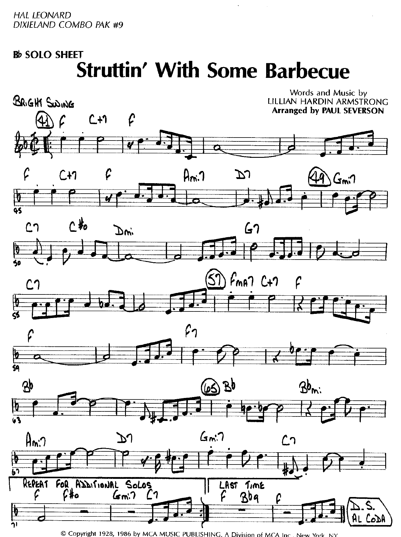 Struttin With Some Barbecue — sheet music preview
