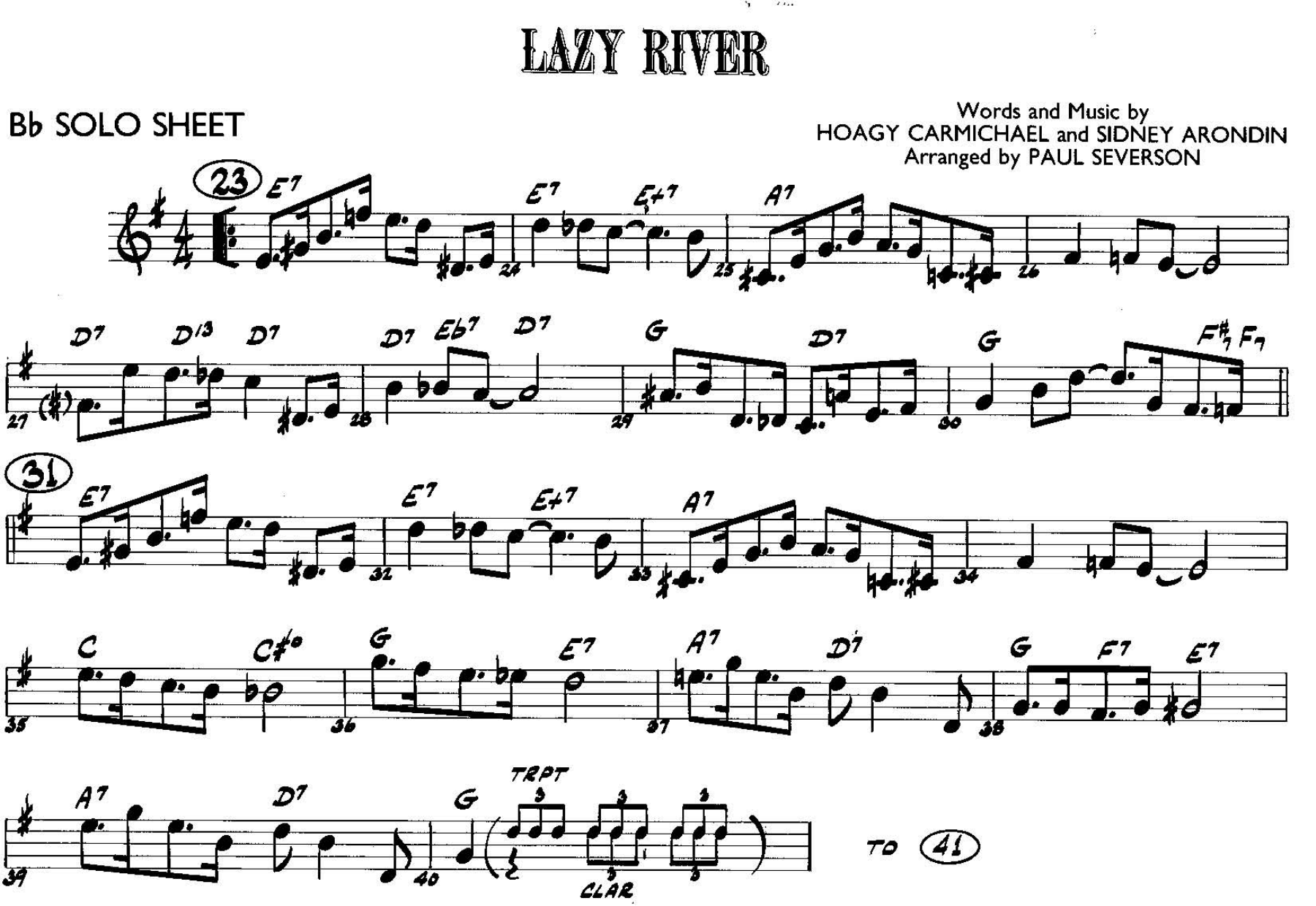 Up A Lazy River — sheet music preview