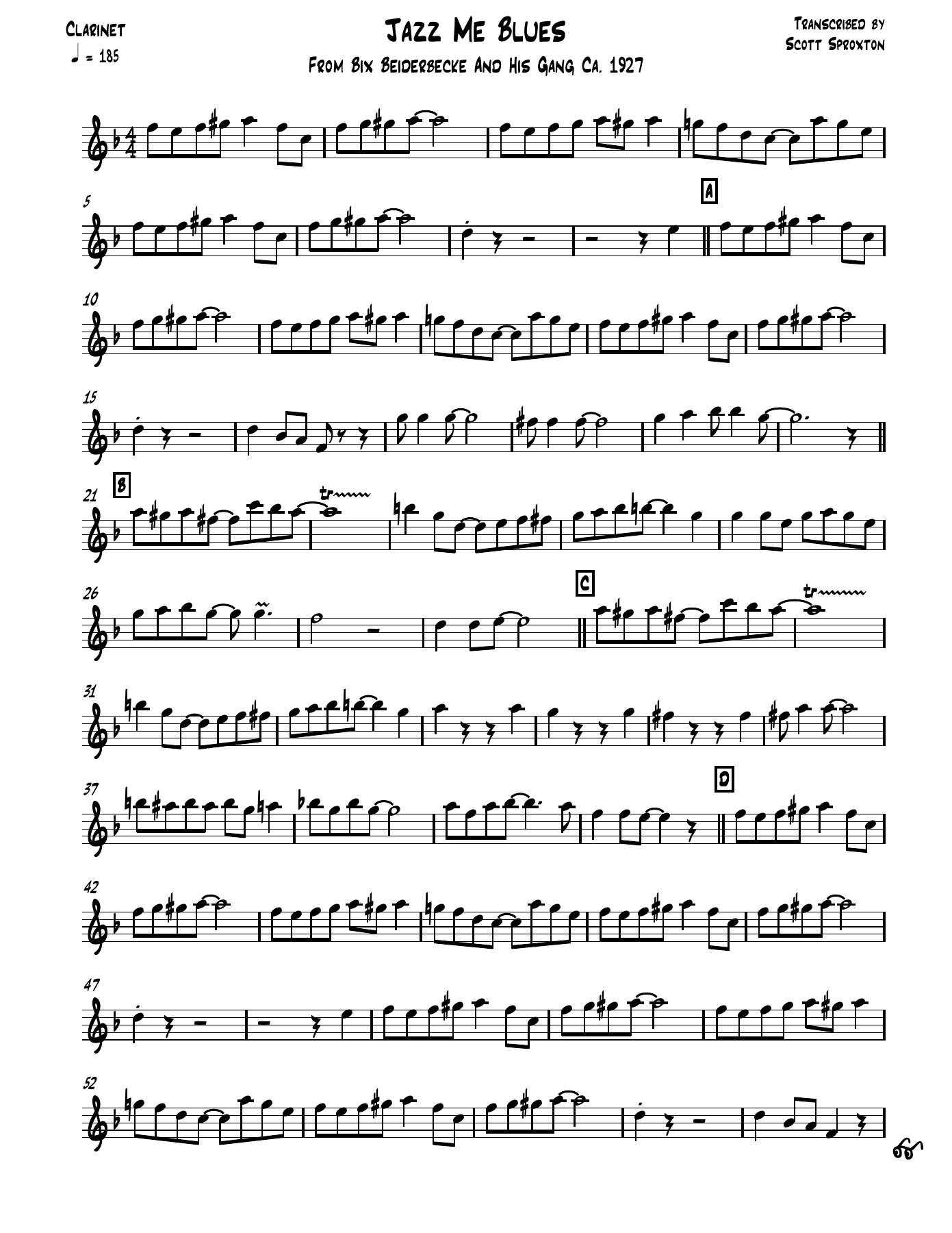 Jazz Me Blues — sheet music preview