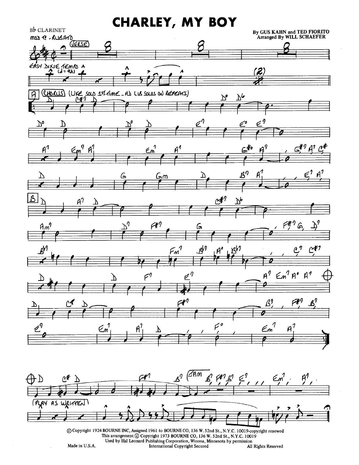Charley, My Boy — sheet music preview