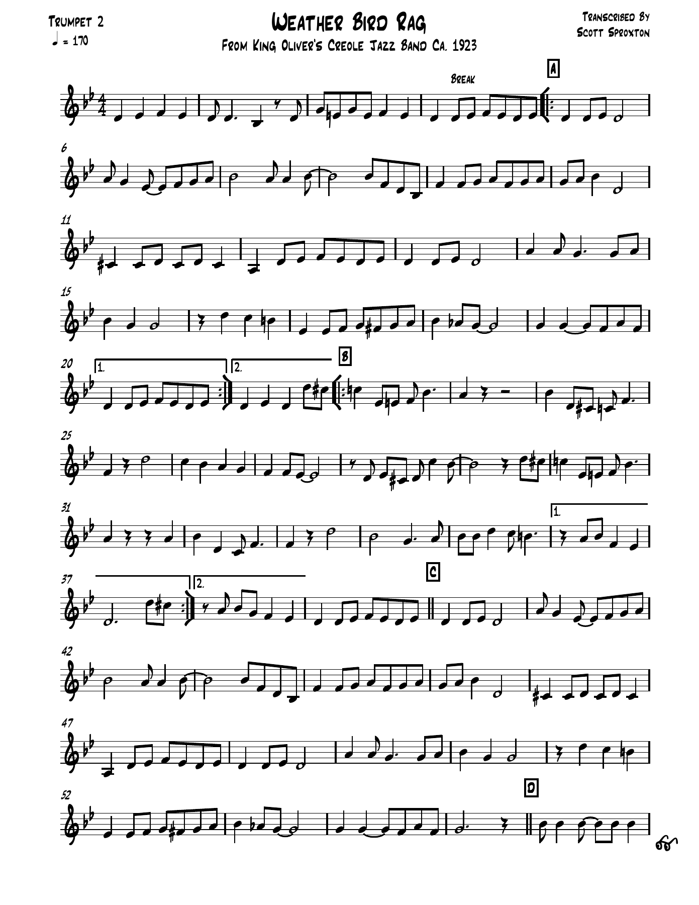 Weather Bird Rag Trumpet 2 — sheet music preview