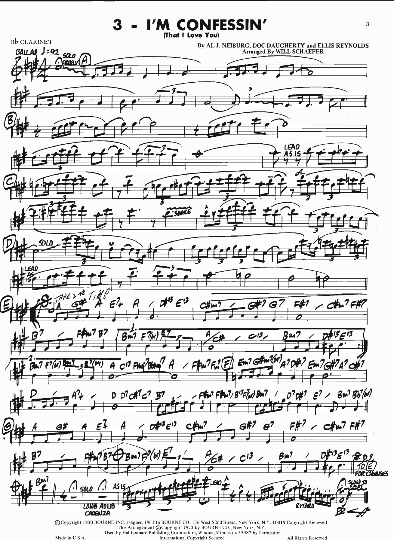 I'm Confessin' That I Love You — sheet music preview
