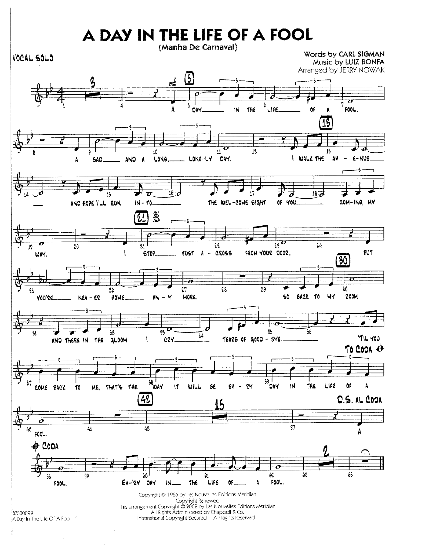 A Day In The Life Of A Fool — sheet music preview