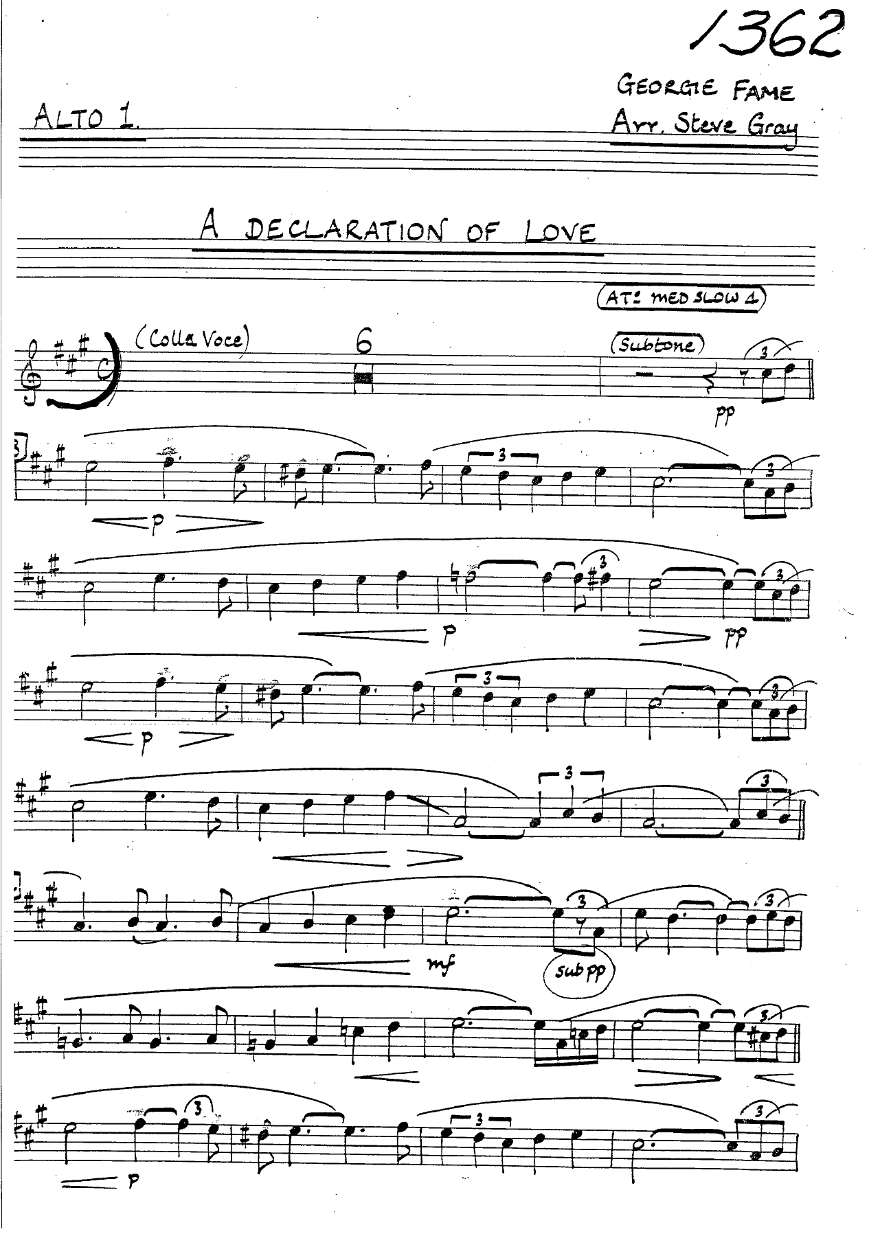 A Declaration Of Love — sheet music preview
