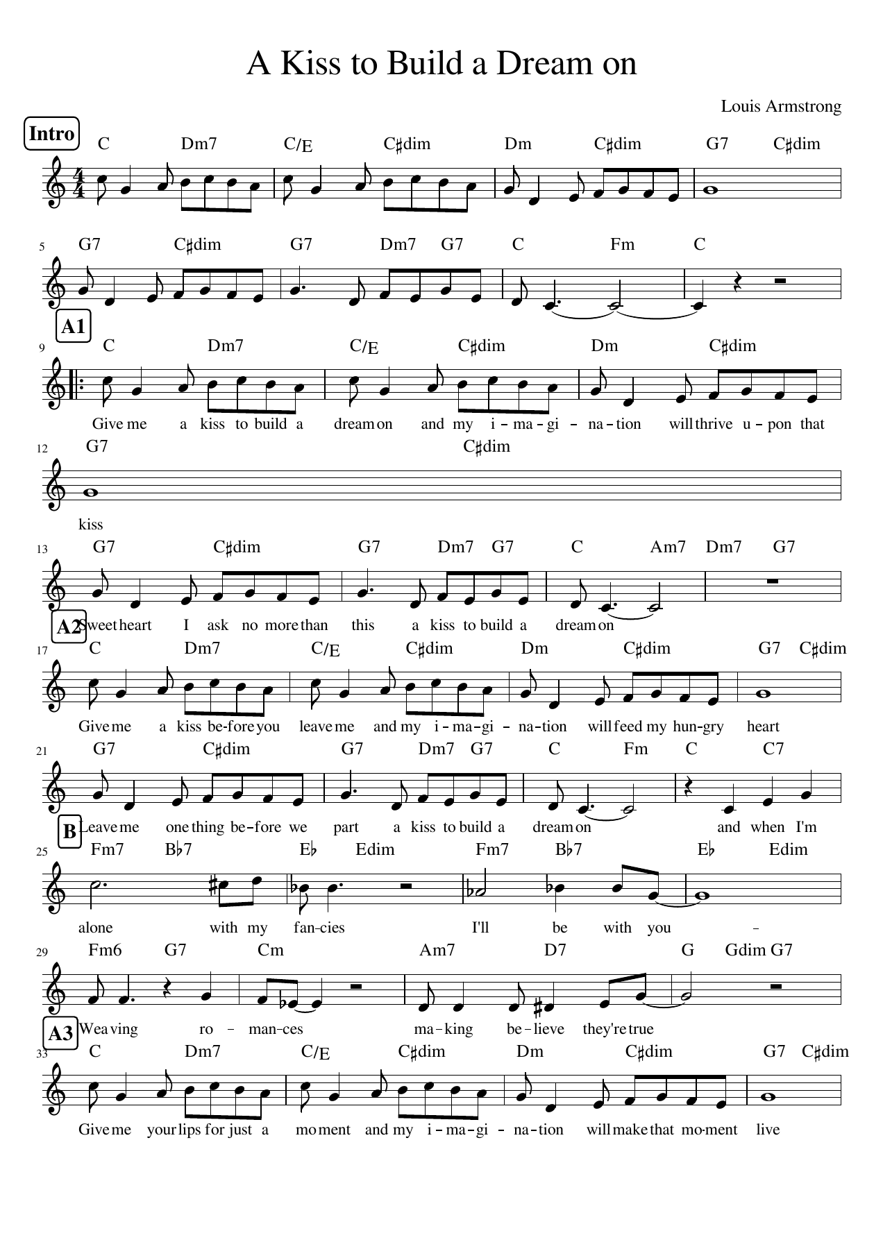 A Kiss To Build A Dream On — sheet music preview