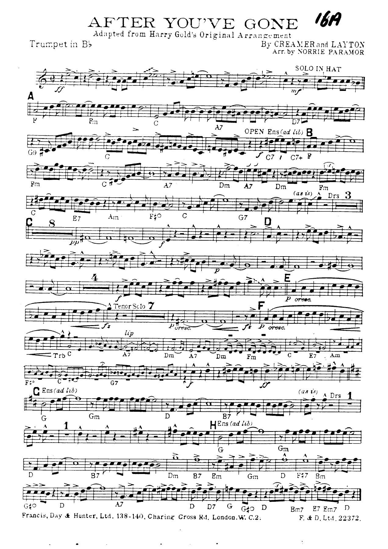 After You've Gone — sheet music preview