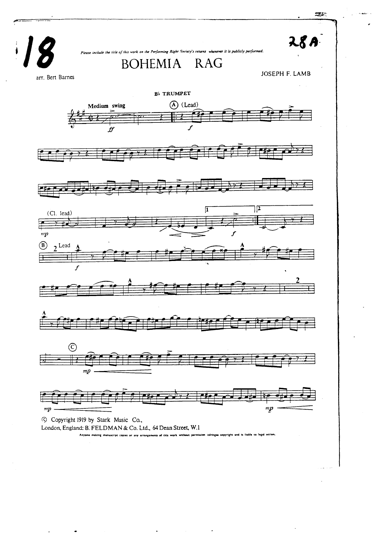 Bohemia Rag — sheet music preview
