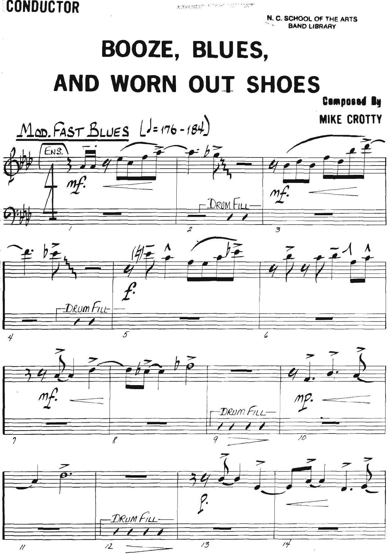 Booze,Blues, And Worn Out Shoes (M.Crotty) combo — sheet music preview