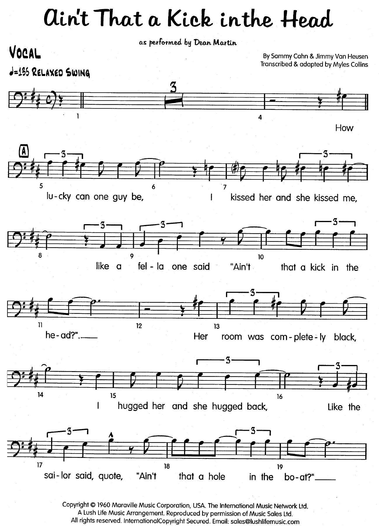 Ain't That A Kick In The Head — sheet music preview