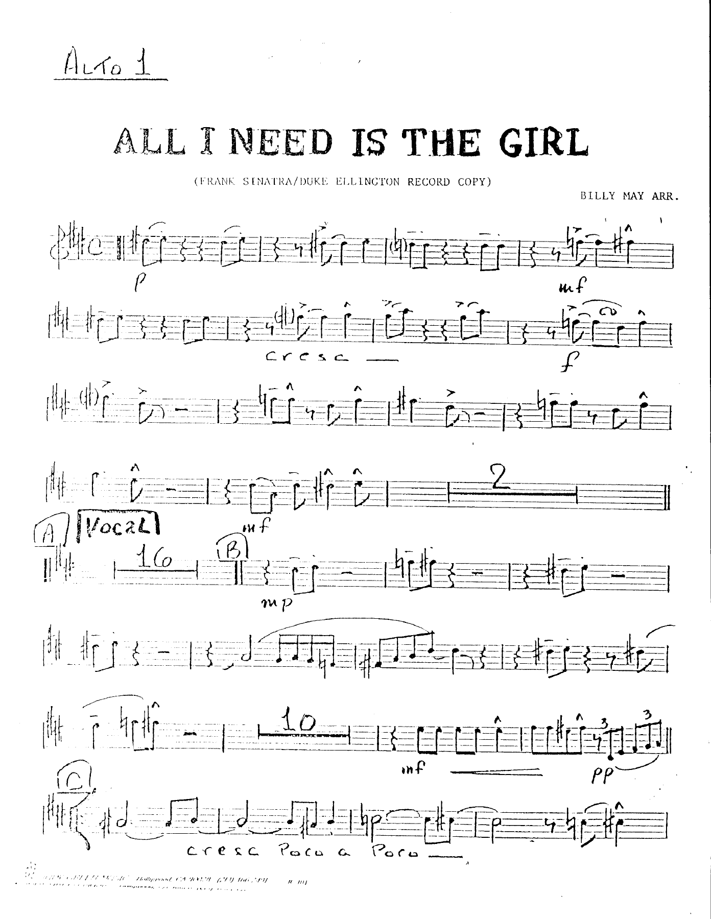 All I Need Is The Girl (B.May — sheet music preview