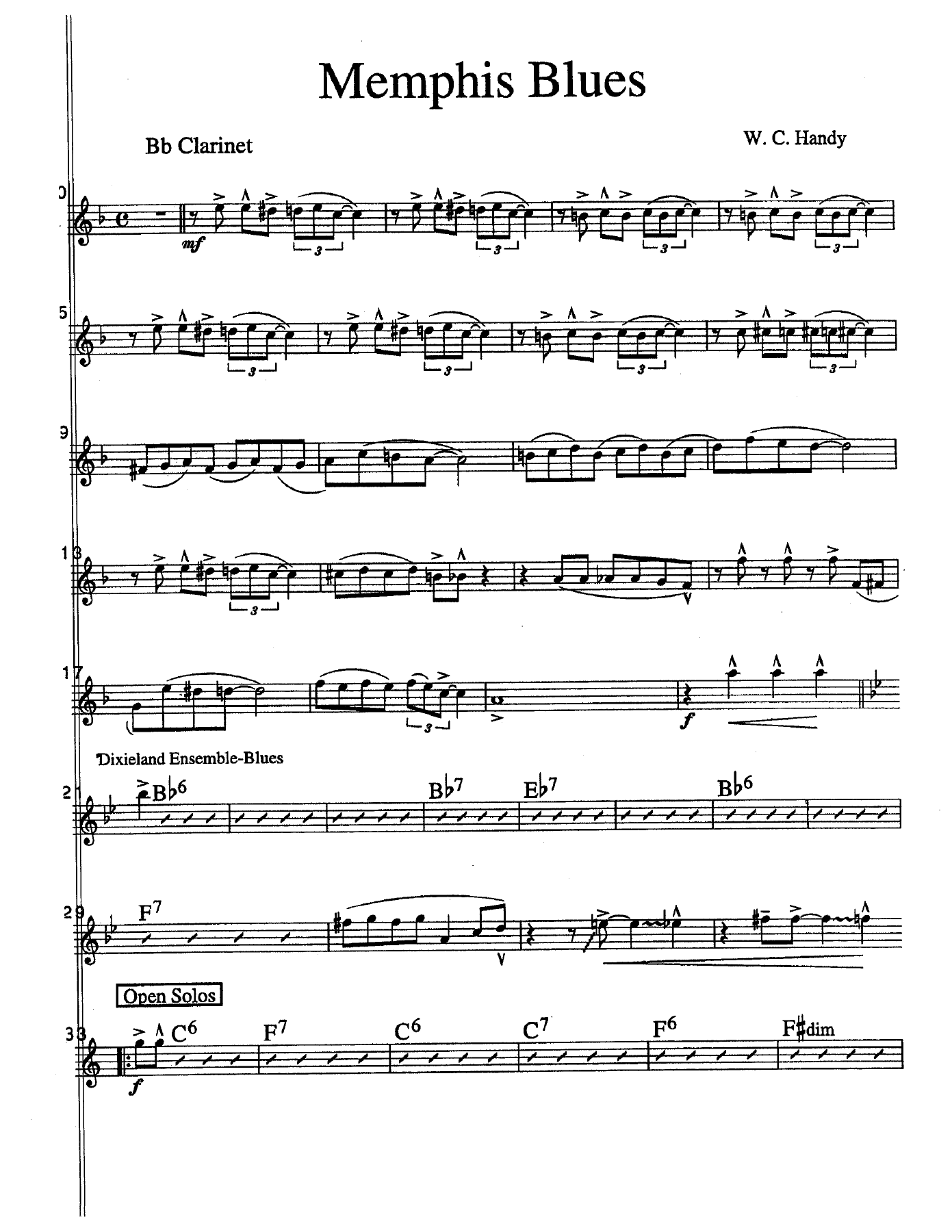 Memphis Blues — sheet music preview
