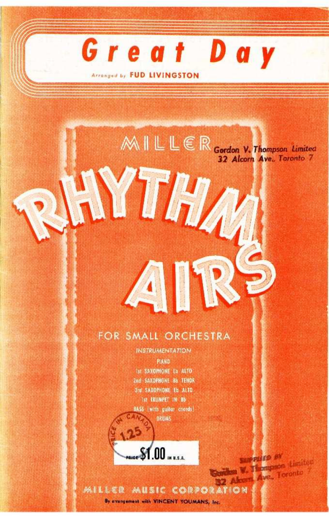 Great Day (F.Livingston) Combo — sheet music preview