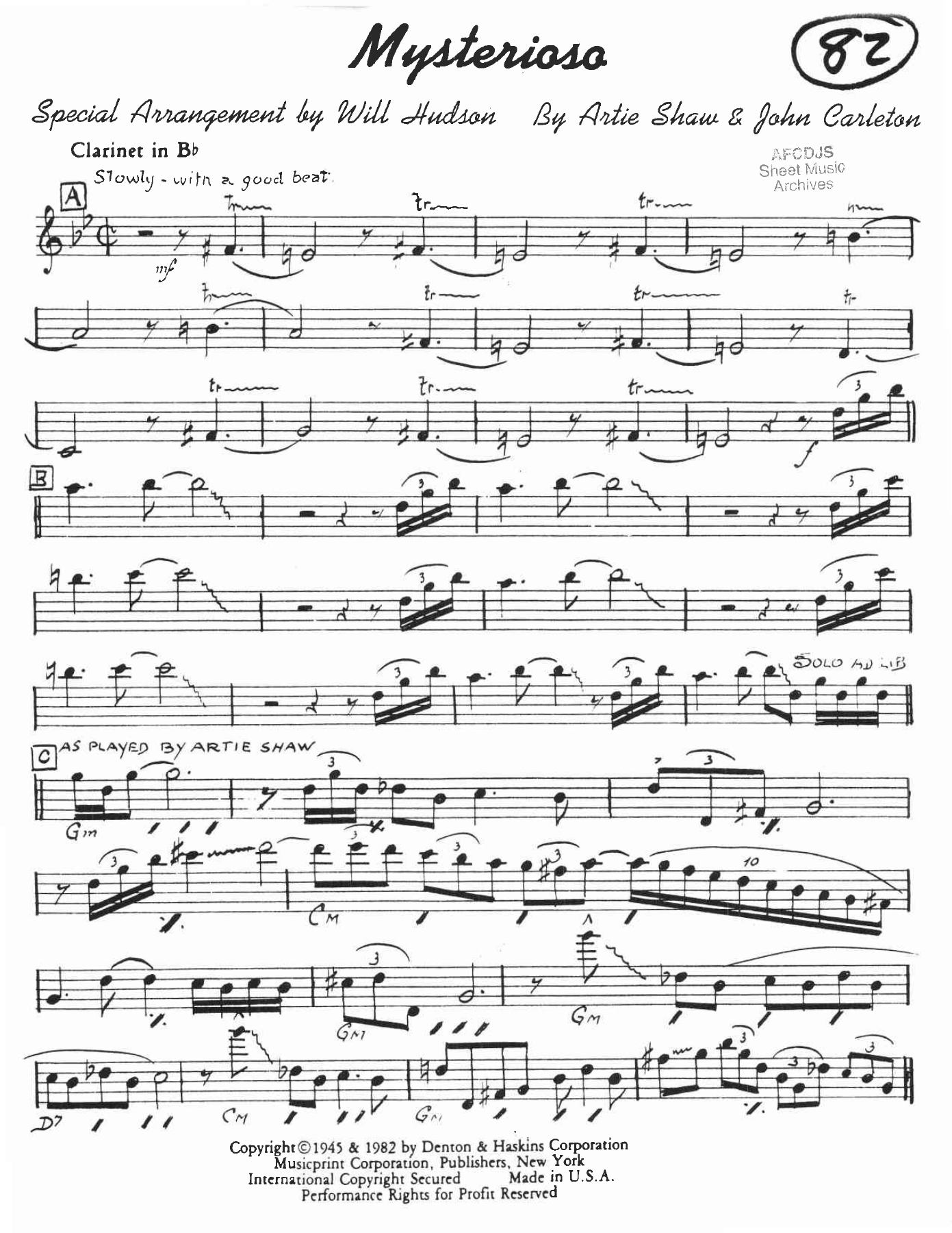 Mysterioso (W.Hudson) no Pno — sheet music preview