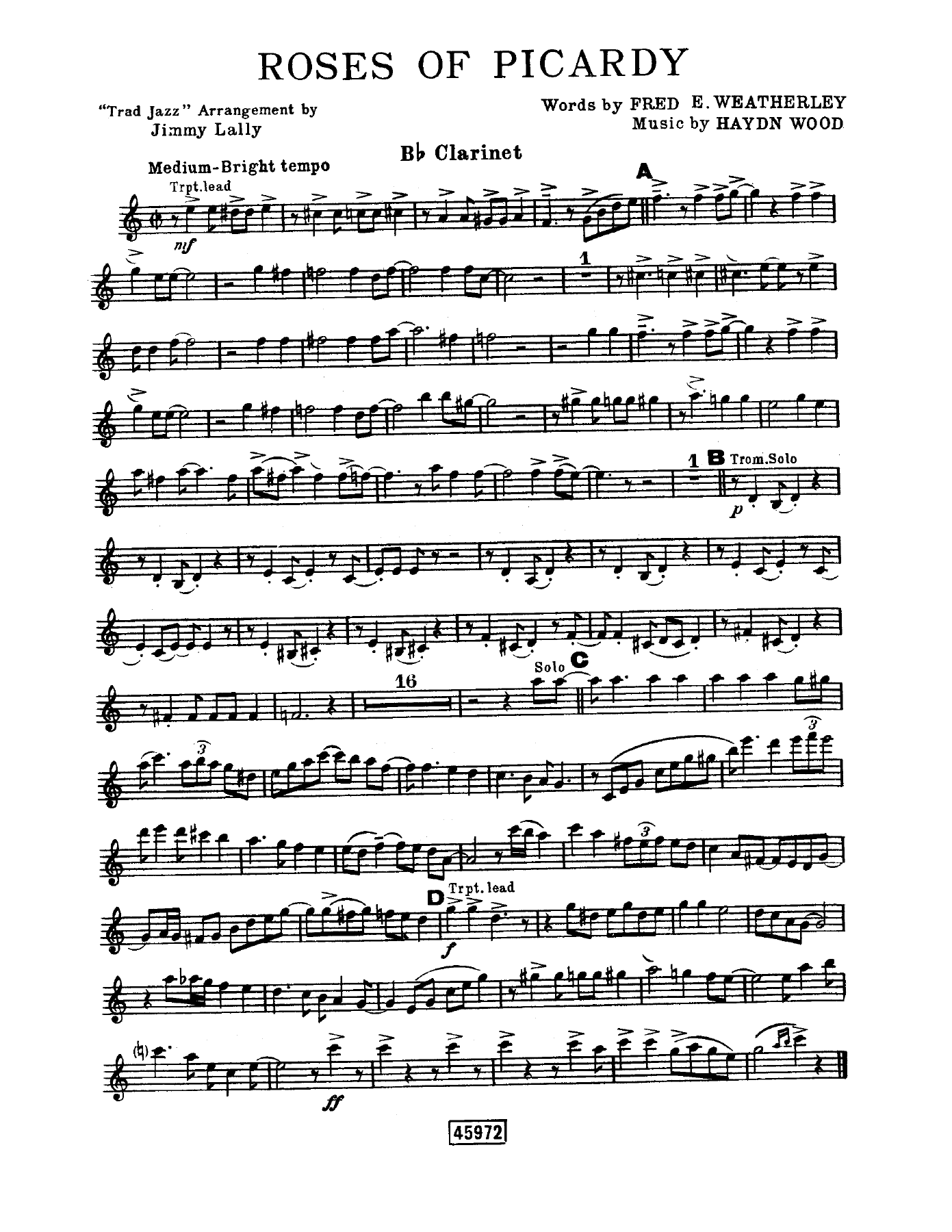 Roses Of Picardy — sheet music preview