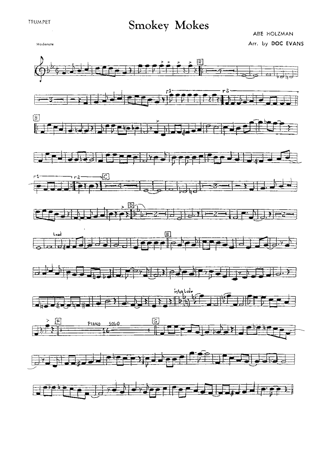 Smokey Mokes — sheet music preview