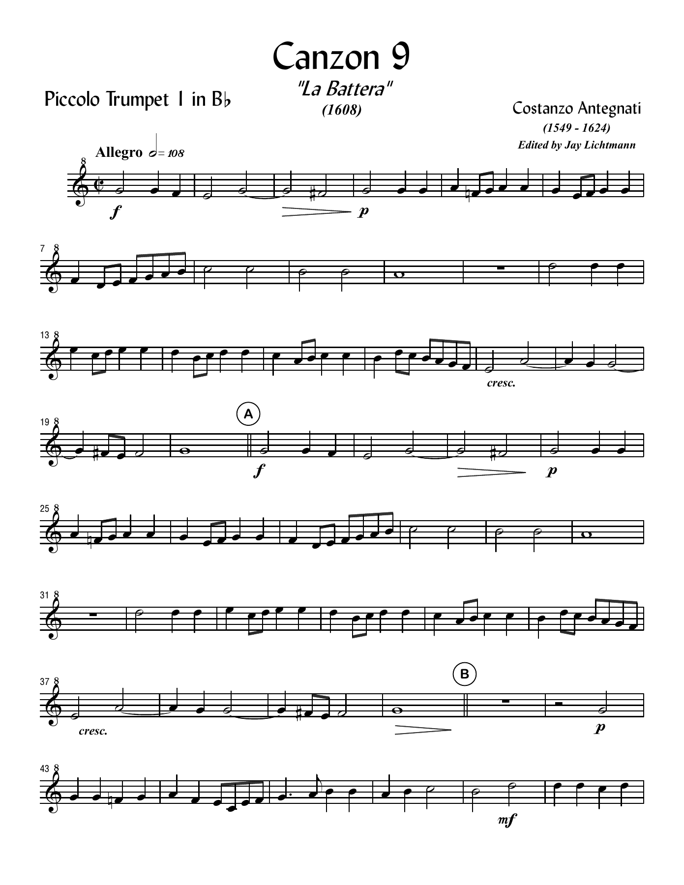 Antegnati Canzon 9 — sheet music preview