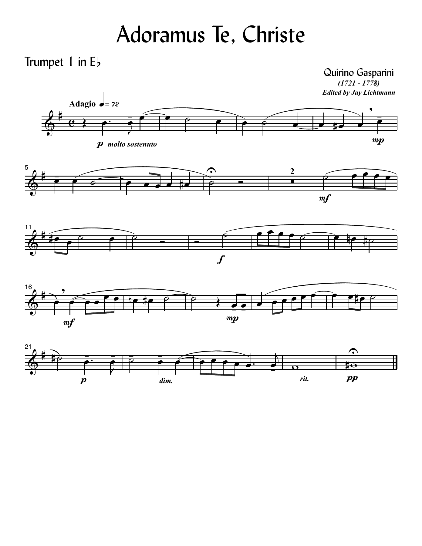 Gasparini Adoramus Te, Christe — sheet music preview