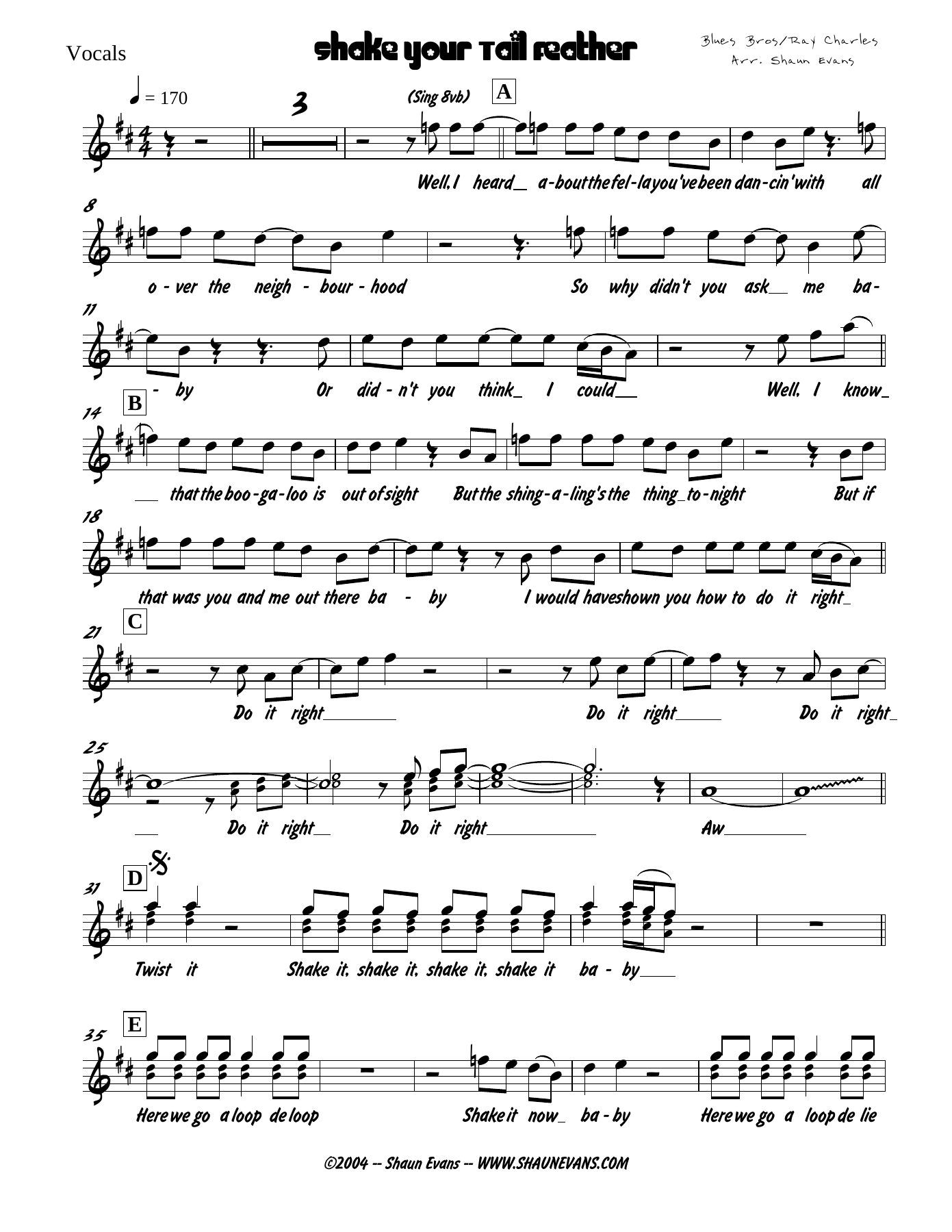 Shake A Tail Feather (S.Evans) M.Buble — sheet music preview