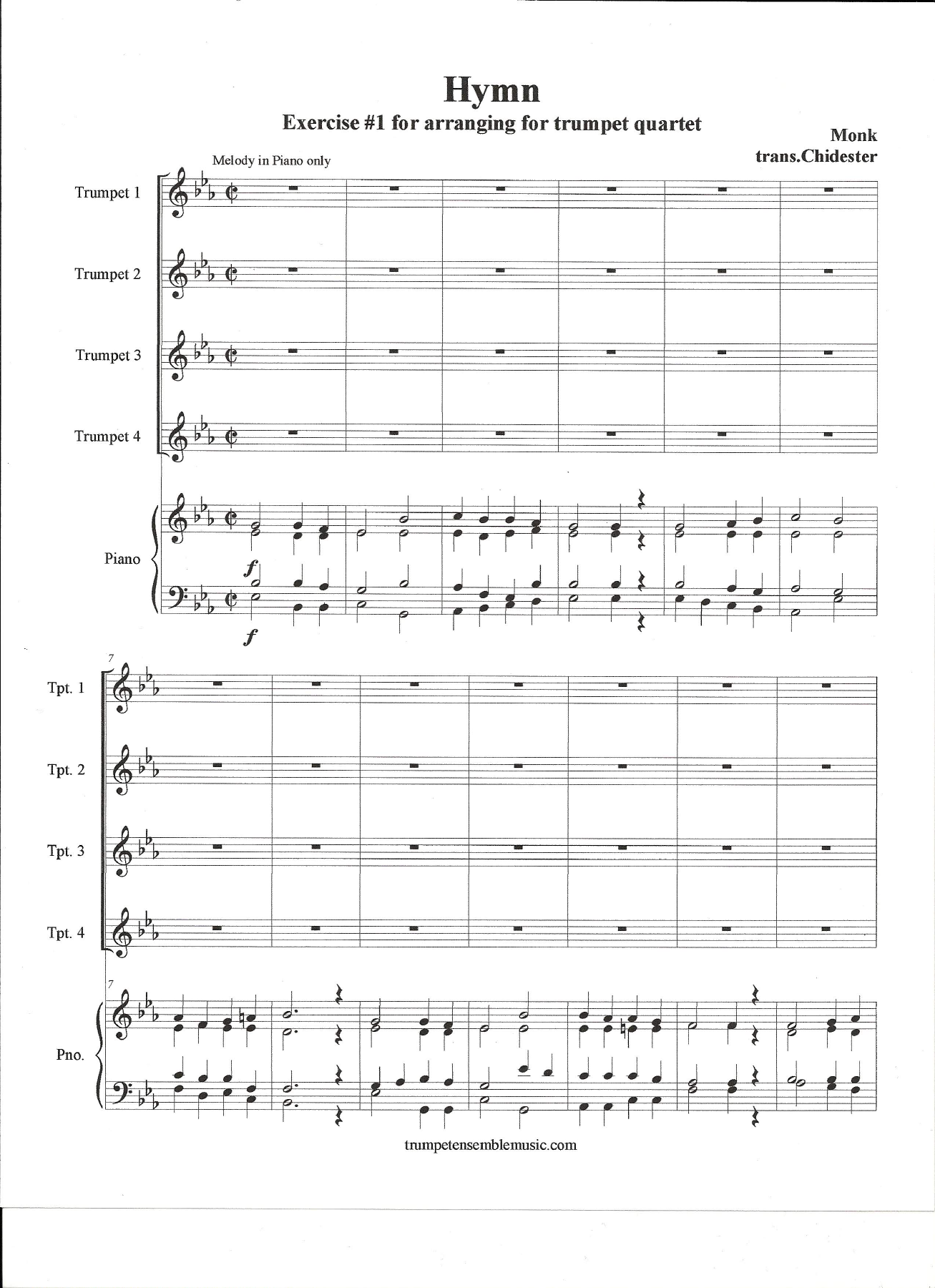 Monk Hymn-for-trumpet-ensemble-arranging-assignment-1 — sheet music preview