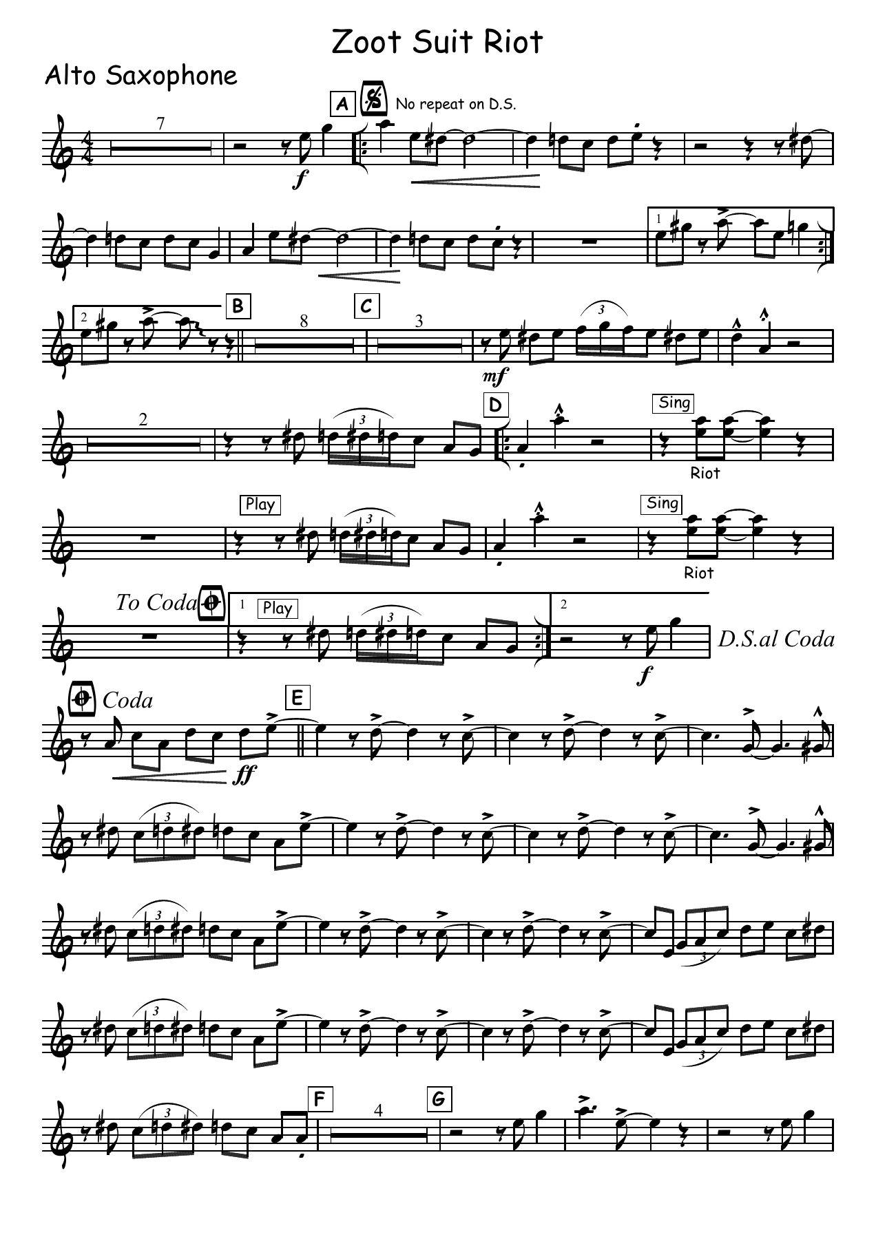 Zoot Suit Riot (S.Evans) 506 dixie — sheet music preview