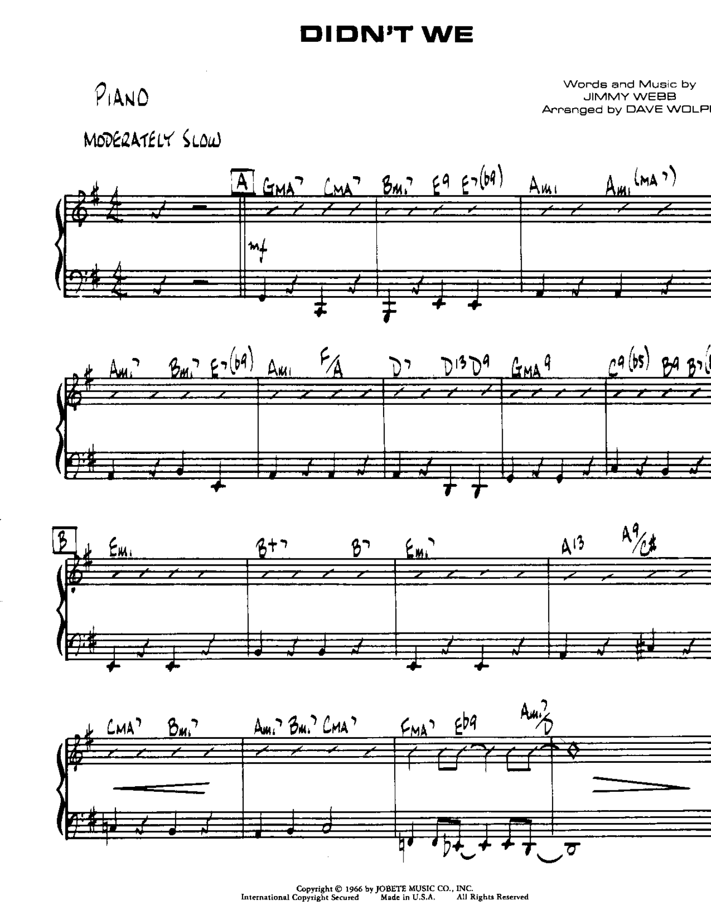 Didn't We — sheet music preview