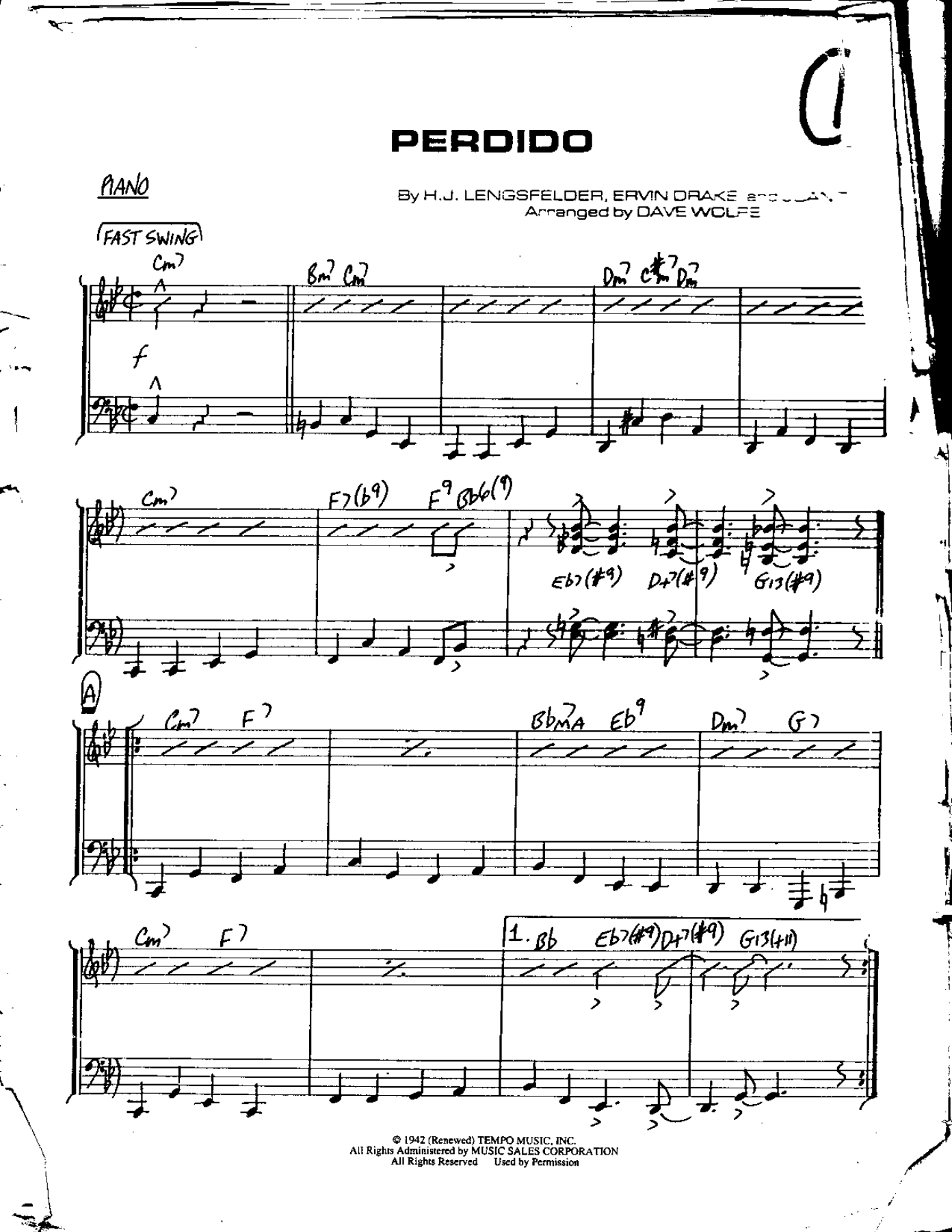 Perdido — sheet music preview