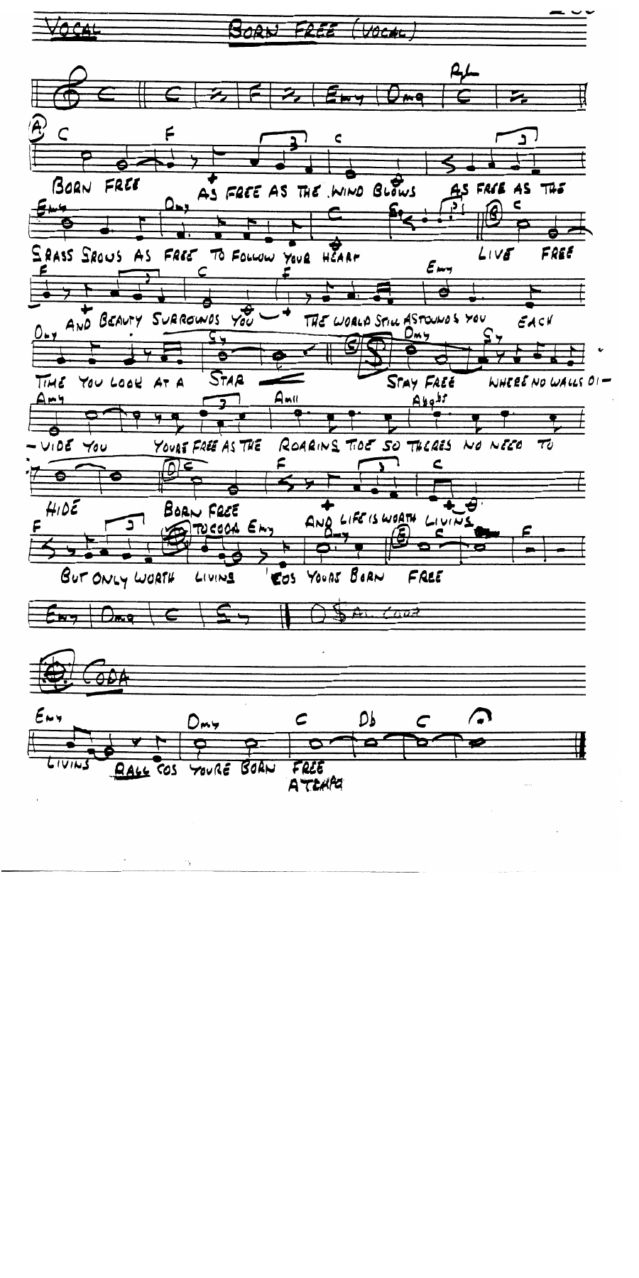 Born Free — sheet music preview