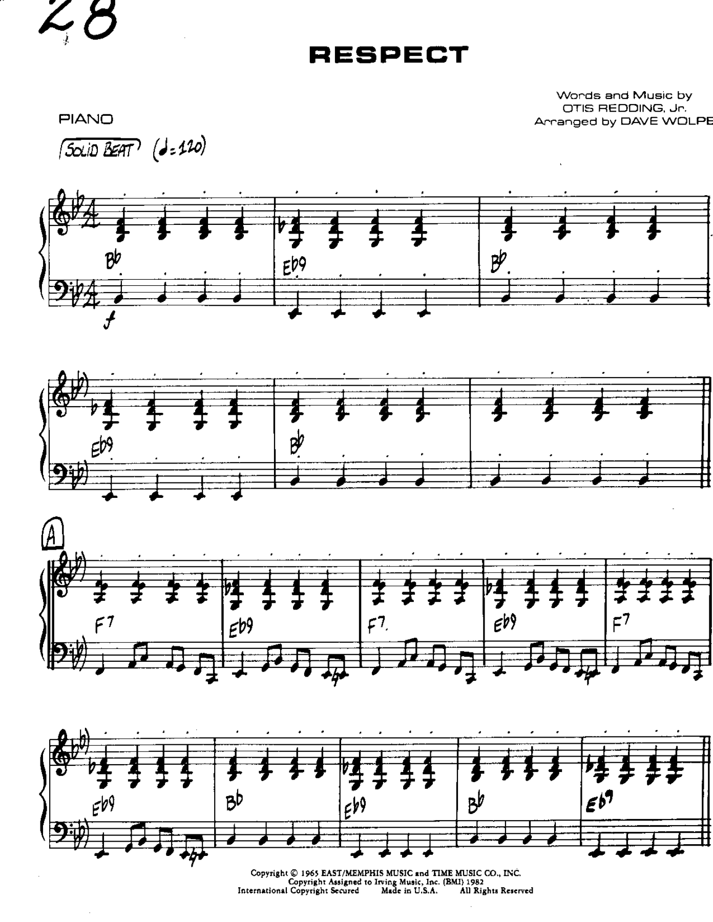 Respect — sheet music preview