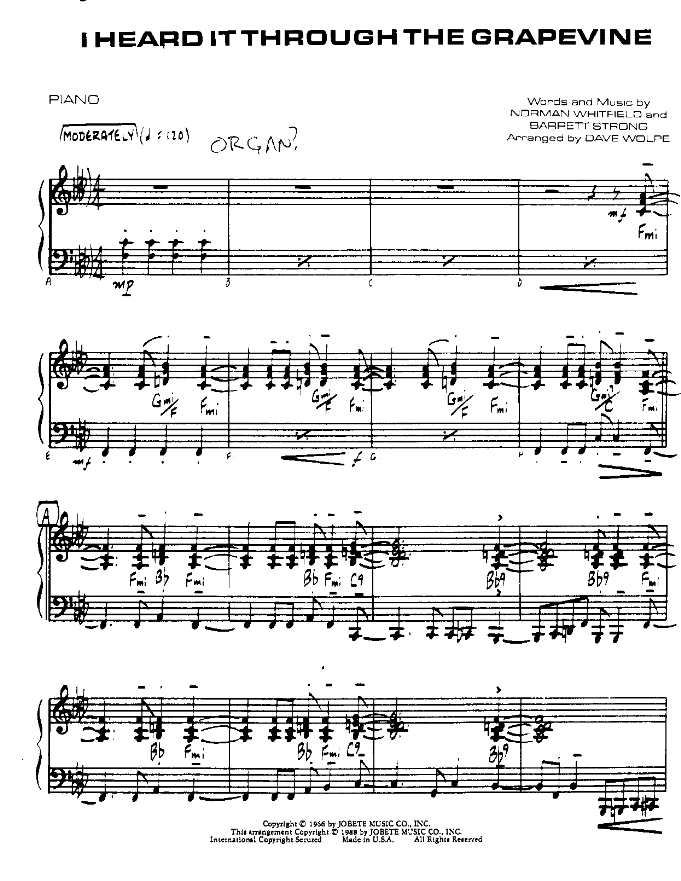I Heard It Through The Grapevine — sheet music preview