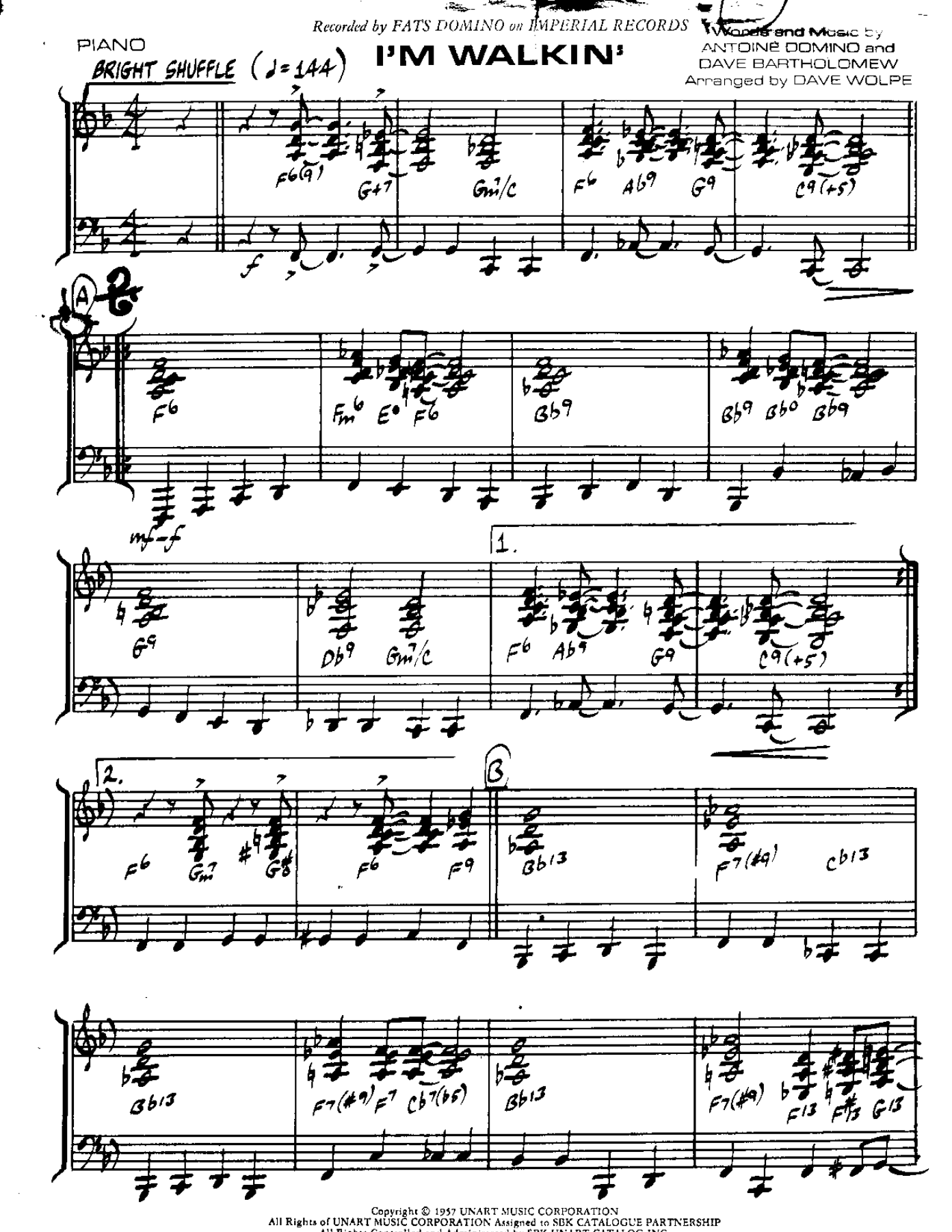 I'm Walkin' — sheet music preview