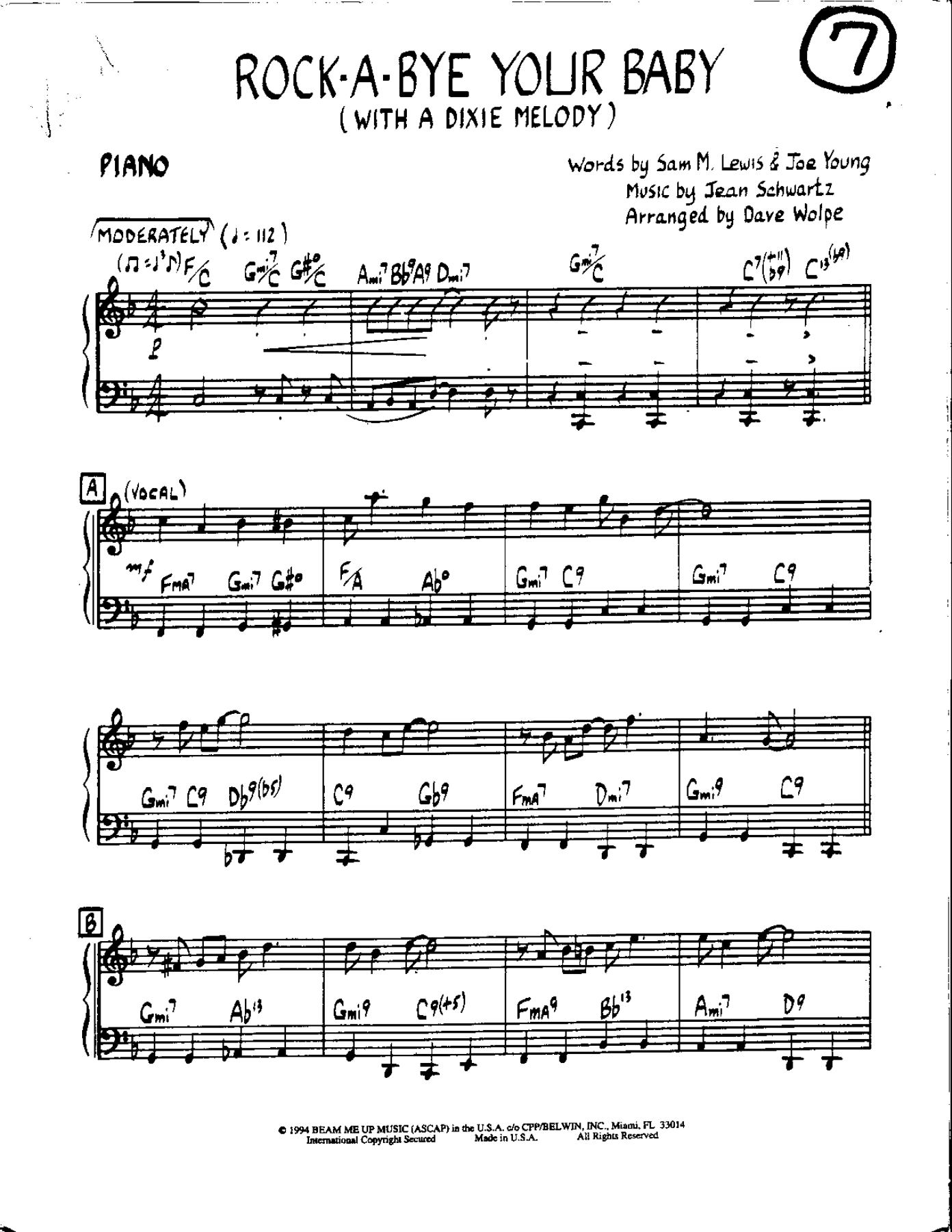24- Rock-A-BYE  Your Baby -With A Dixie Melody — sheet music preview