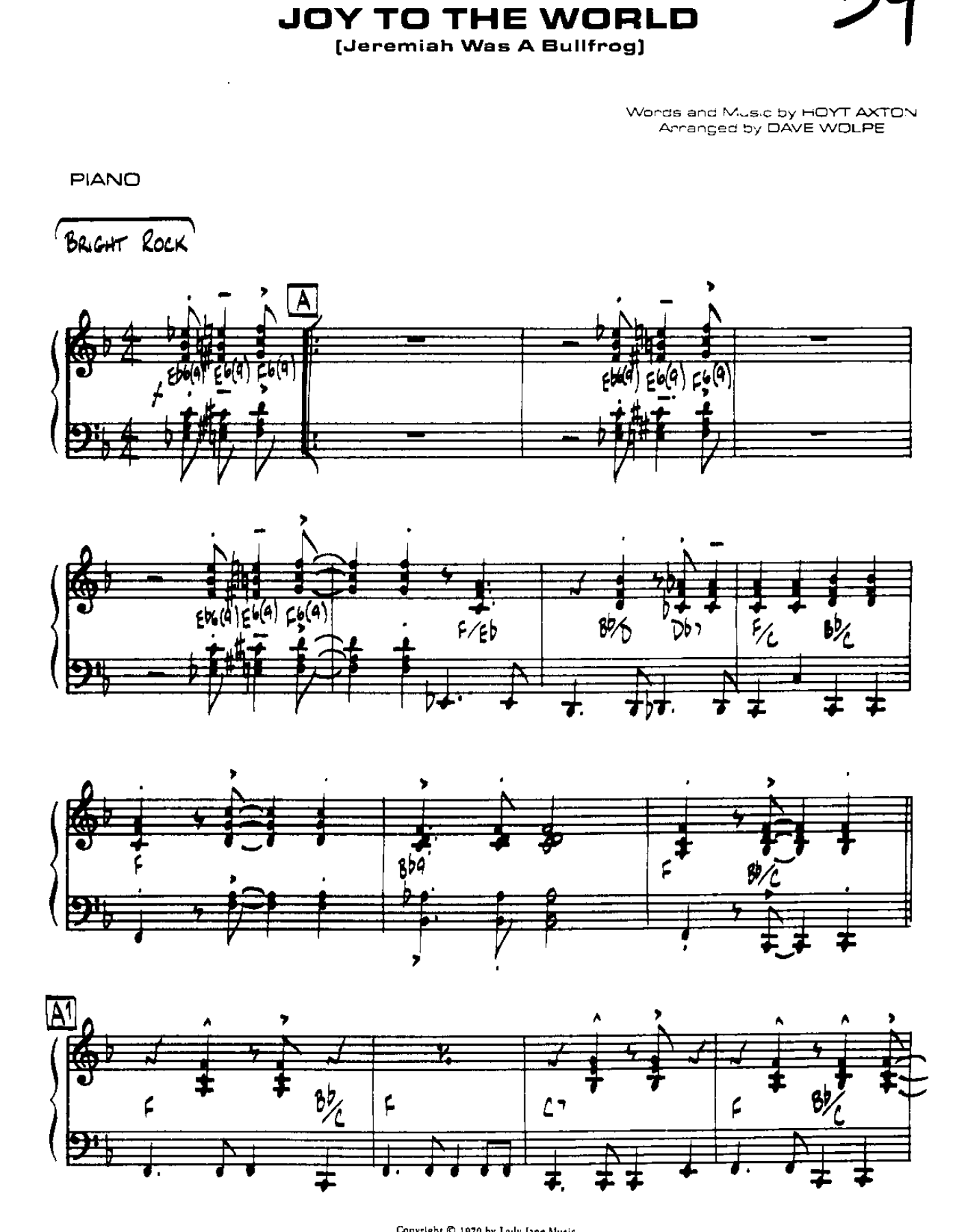 Joy To The World — sheet music preview