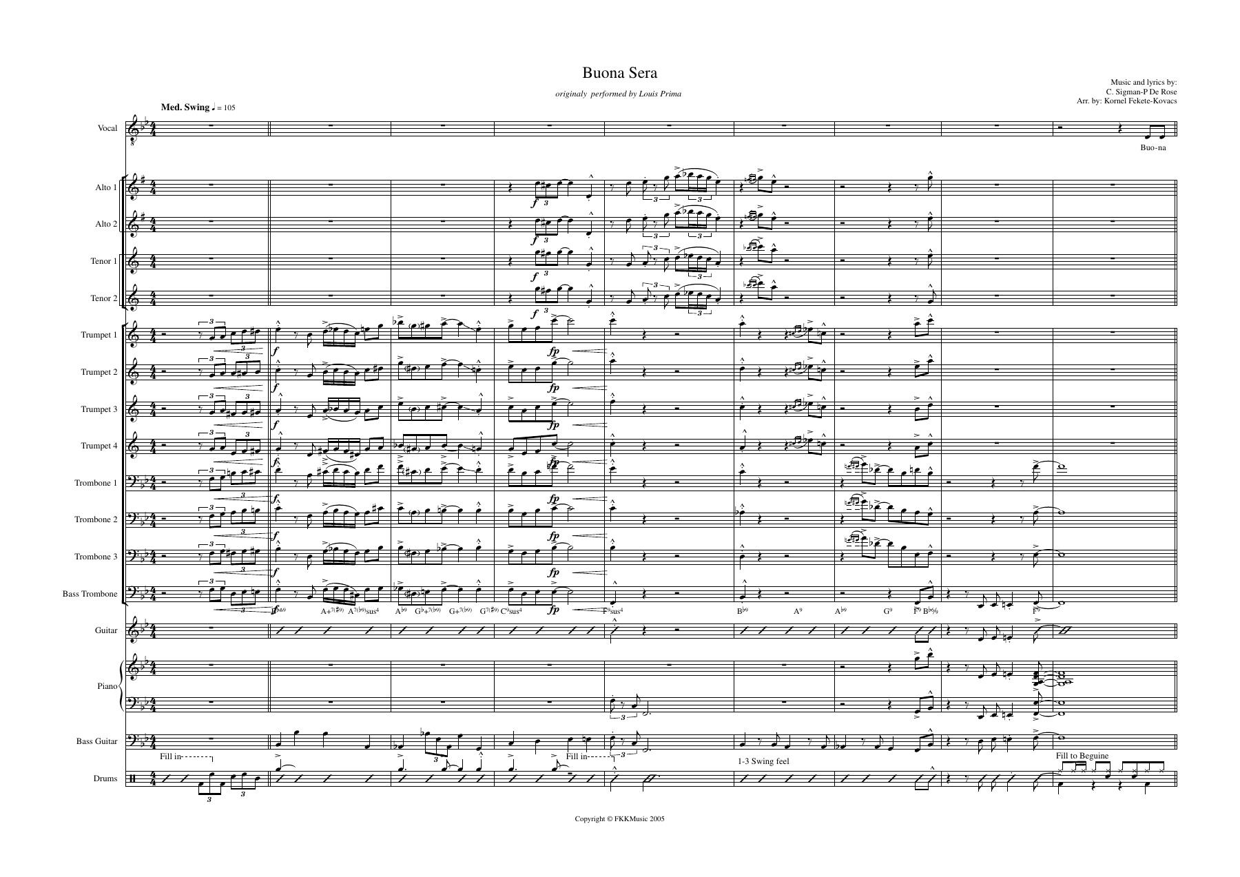 Buona Sera — sheet music preview
