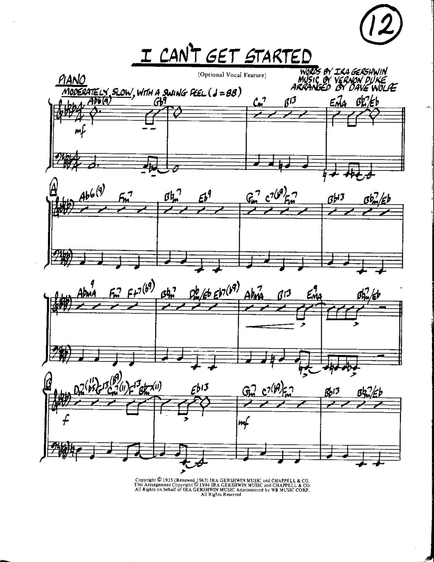 I Can't Get Started — sheet music preview
