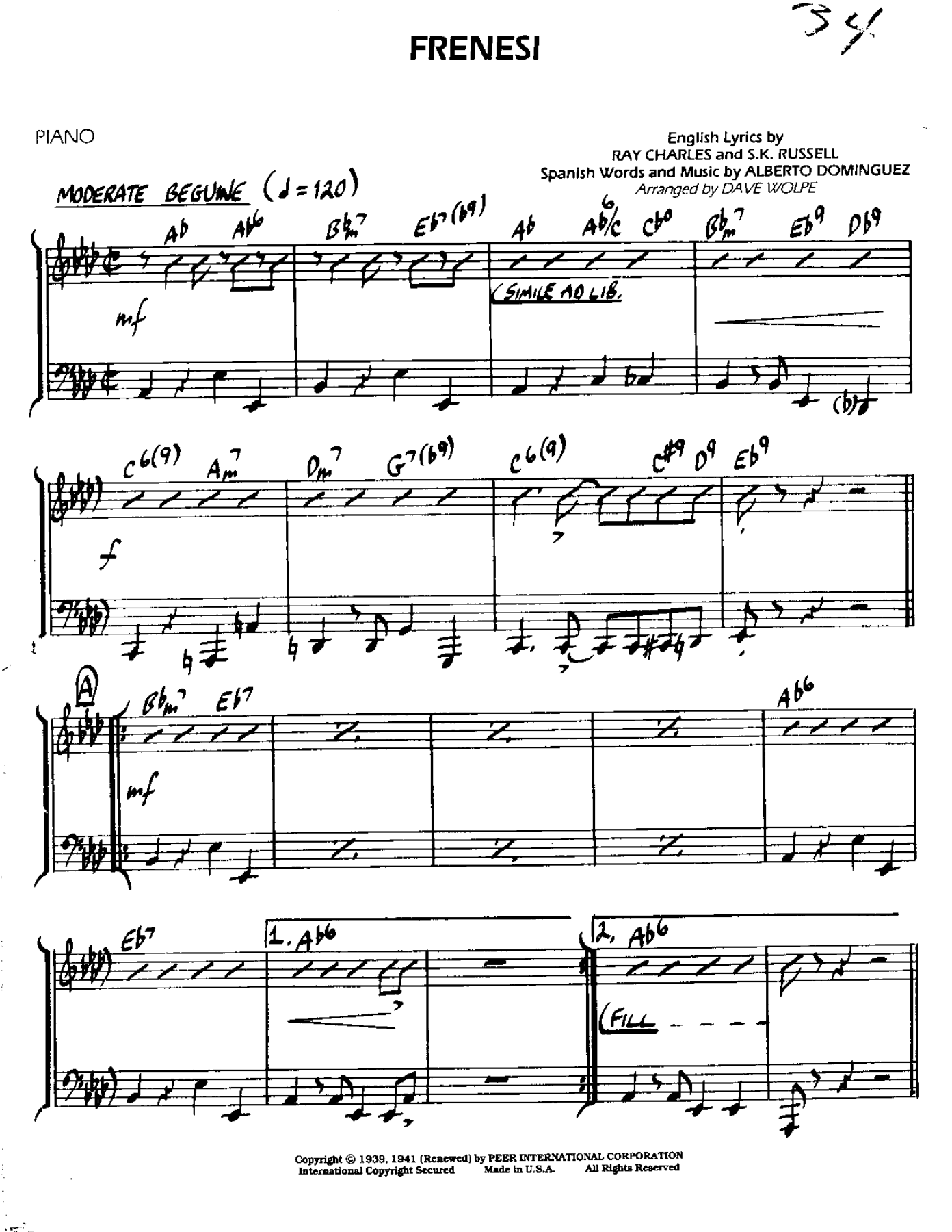 Frenesi — sheet music preview