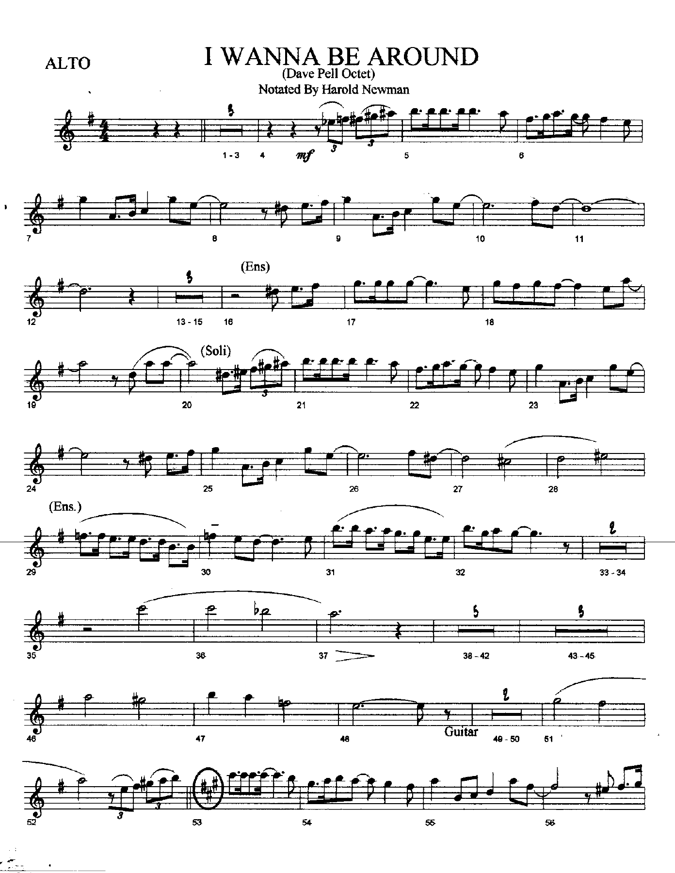 I Wanna Be Around — sheet music preview