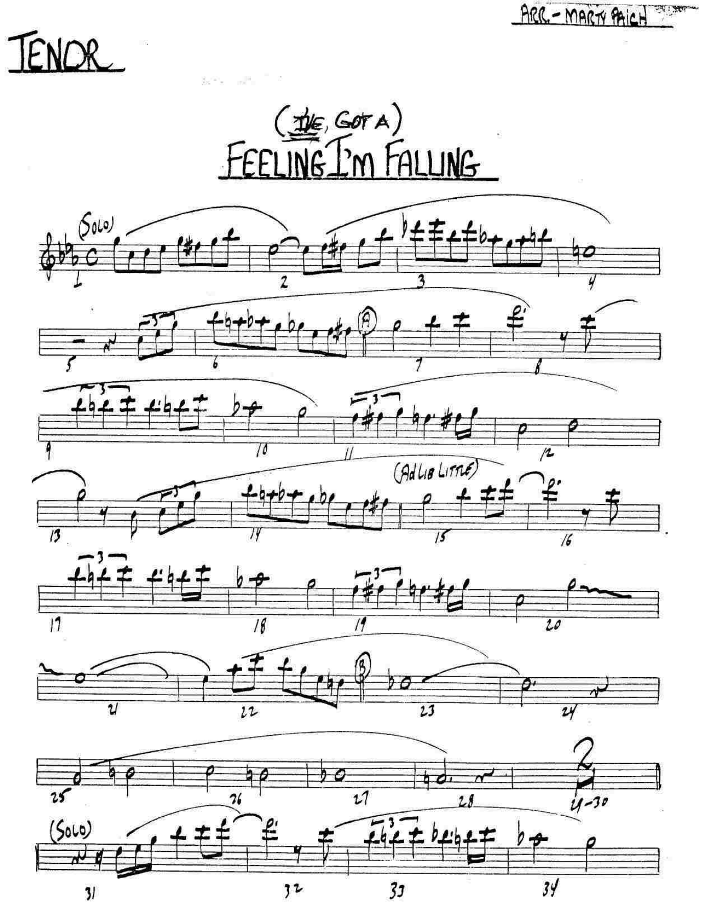 I've Got A Feeling I'm Falling — sheet music preview