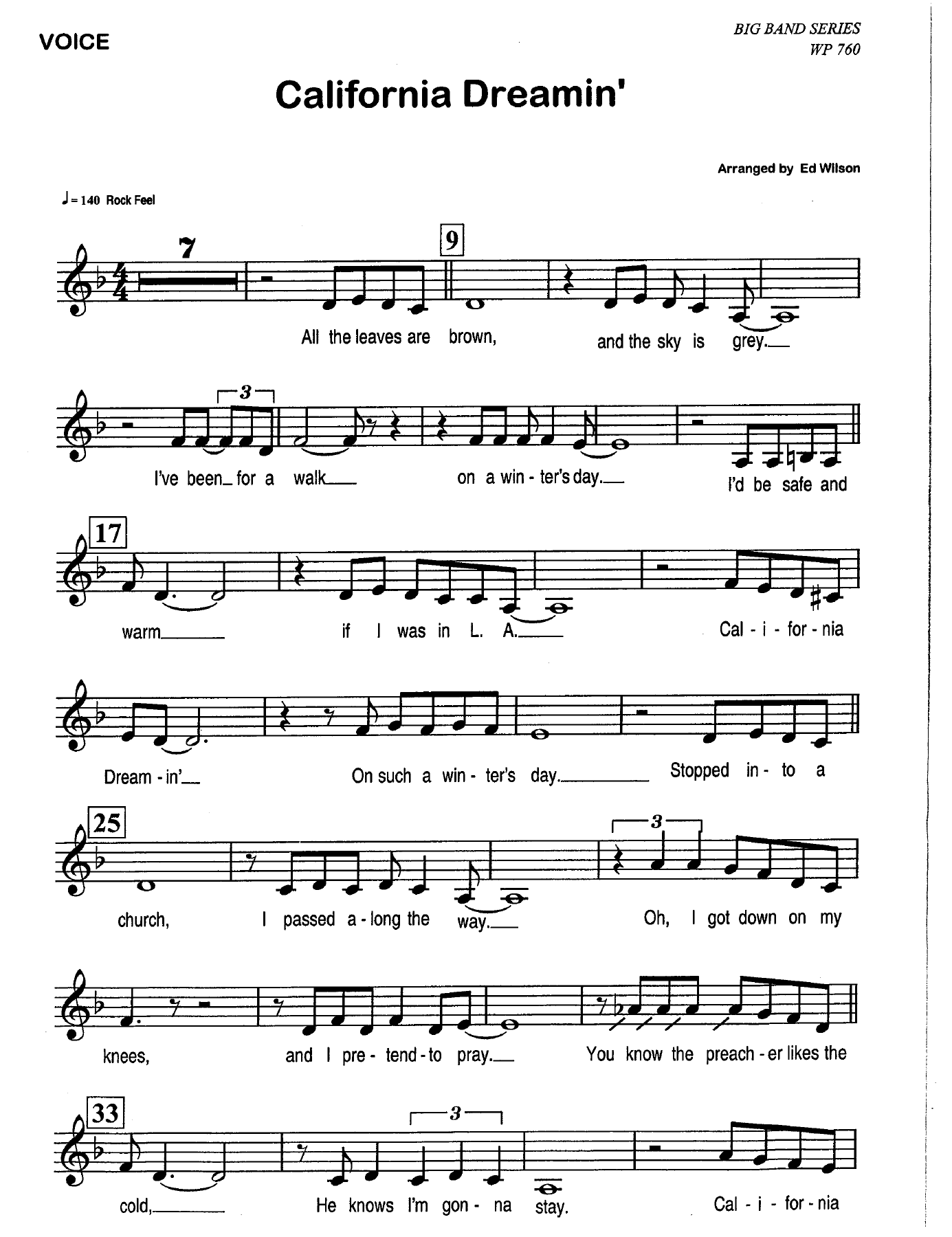 California Dreamin — sheet music preview