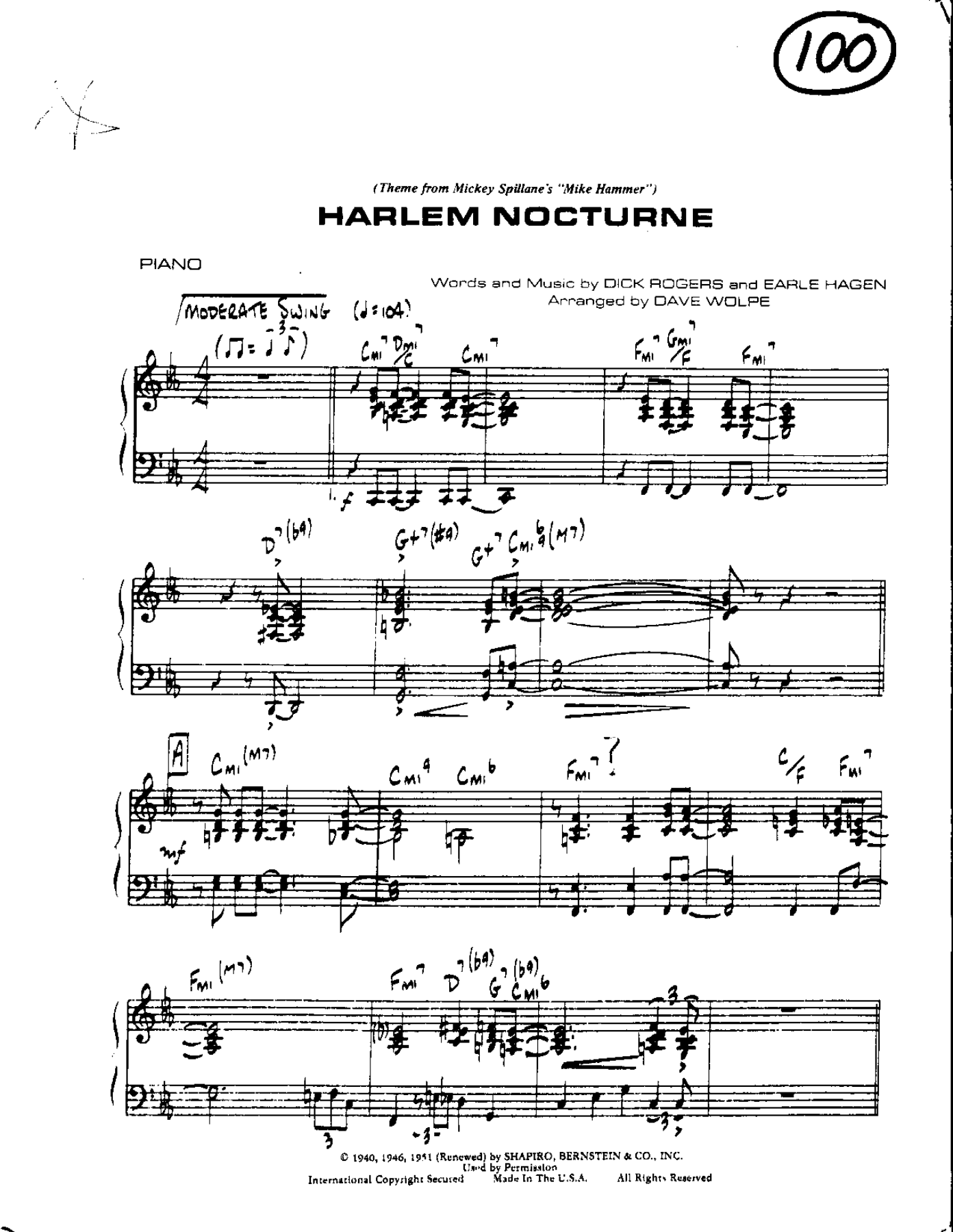 Harlem Nocturne — sheet music preview