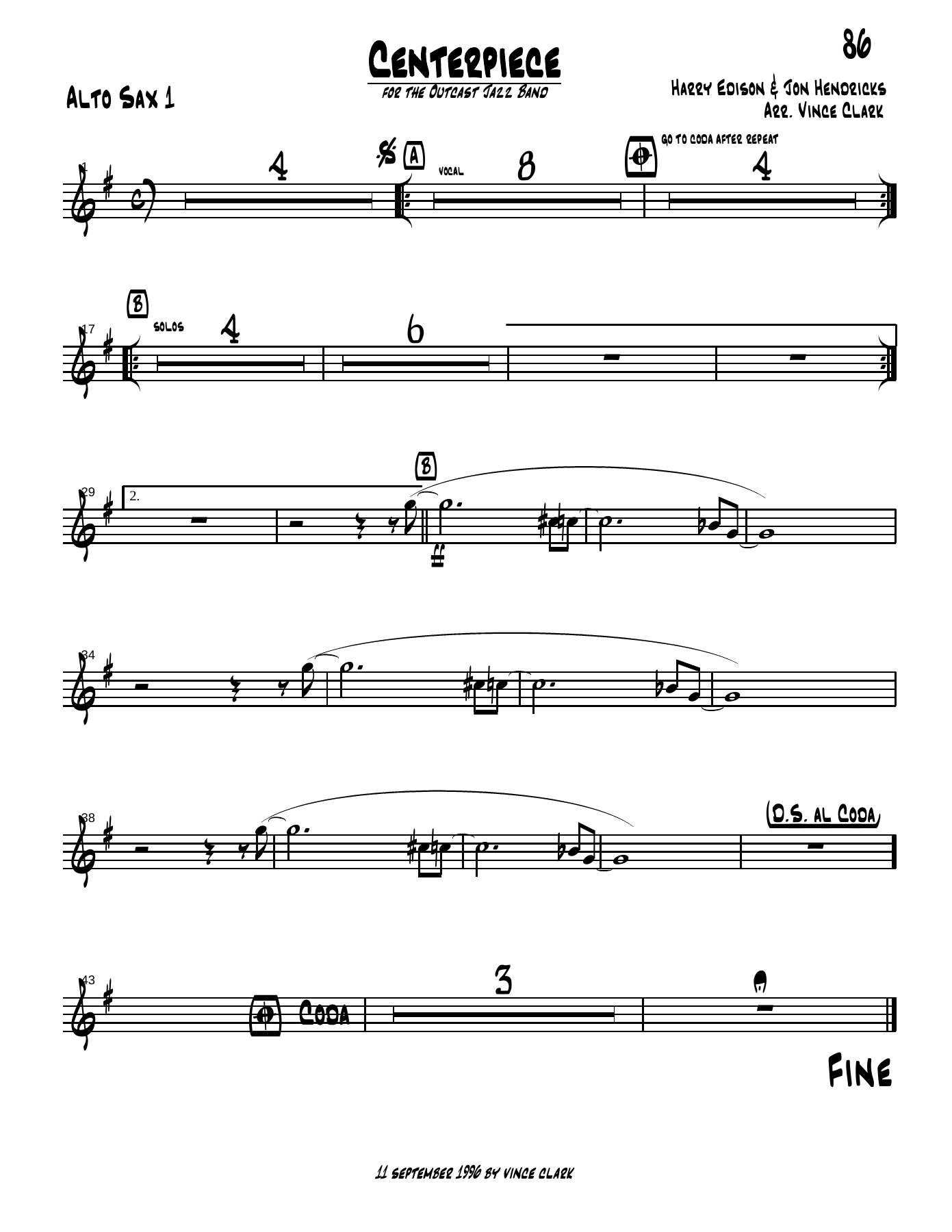 Centerpiece Vince Clarke — sheet music preview